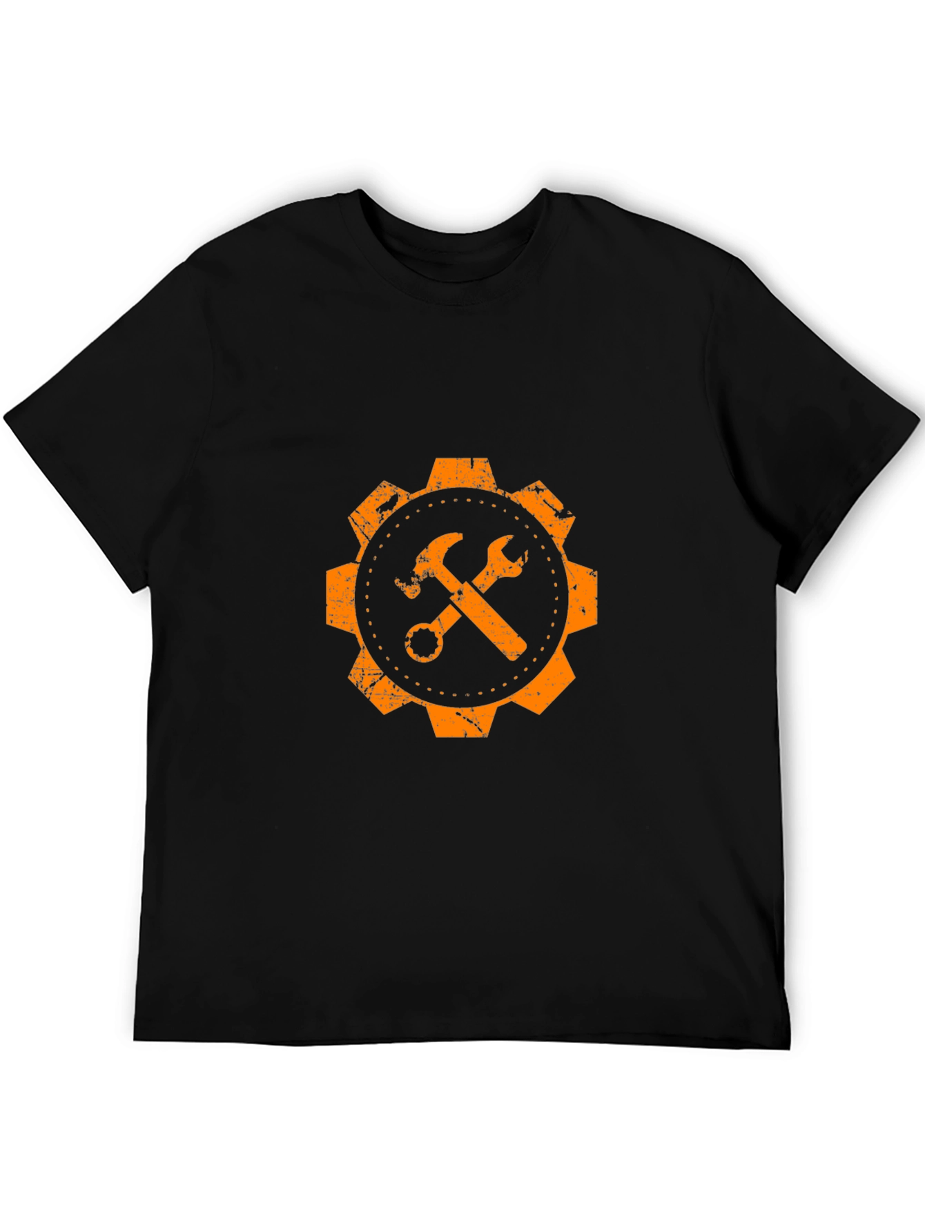 Orange Gear Hammer & Wrench Graphic T-Shirt