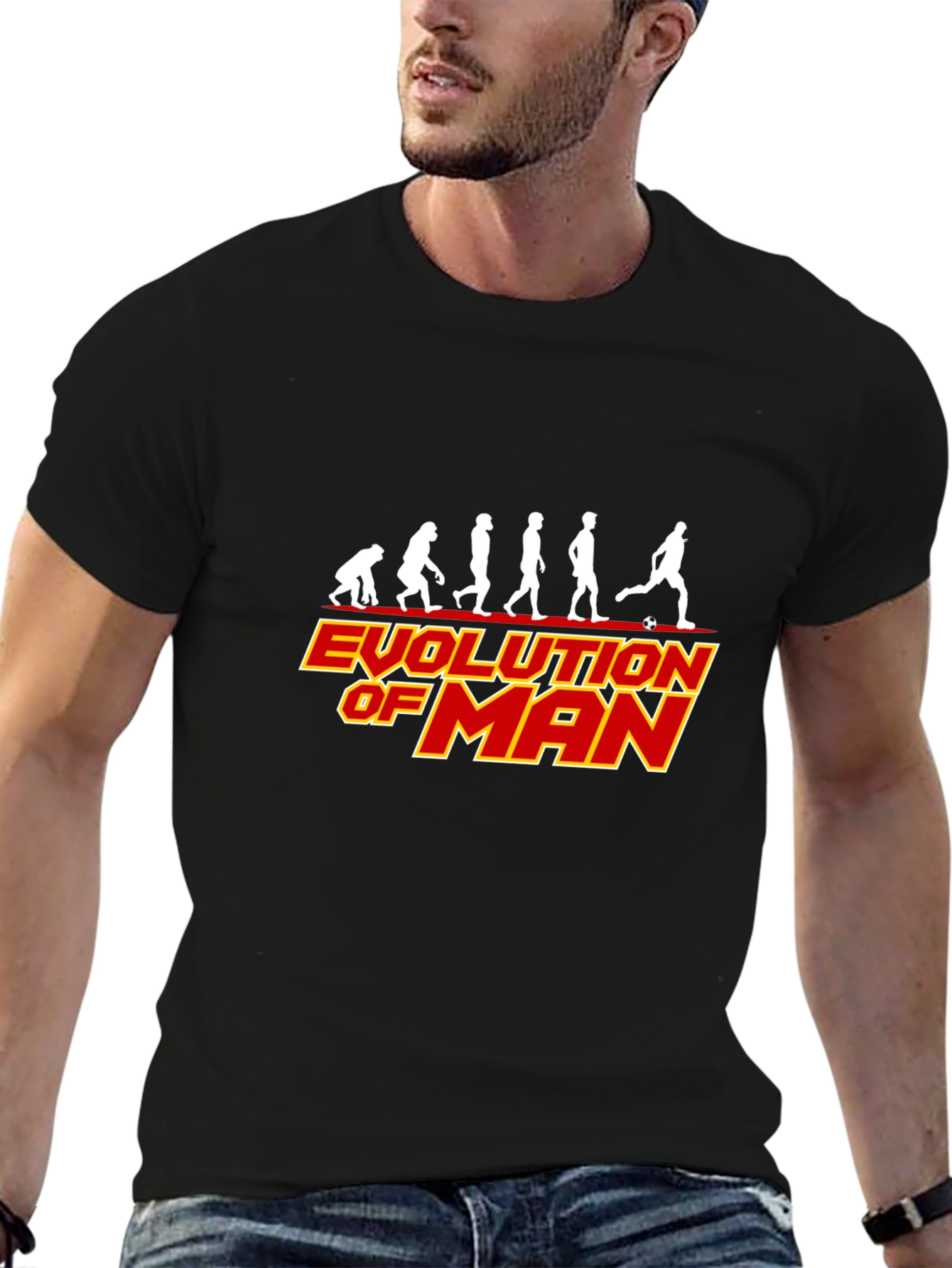 Evolution of Man Soccer Black T-Shirt