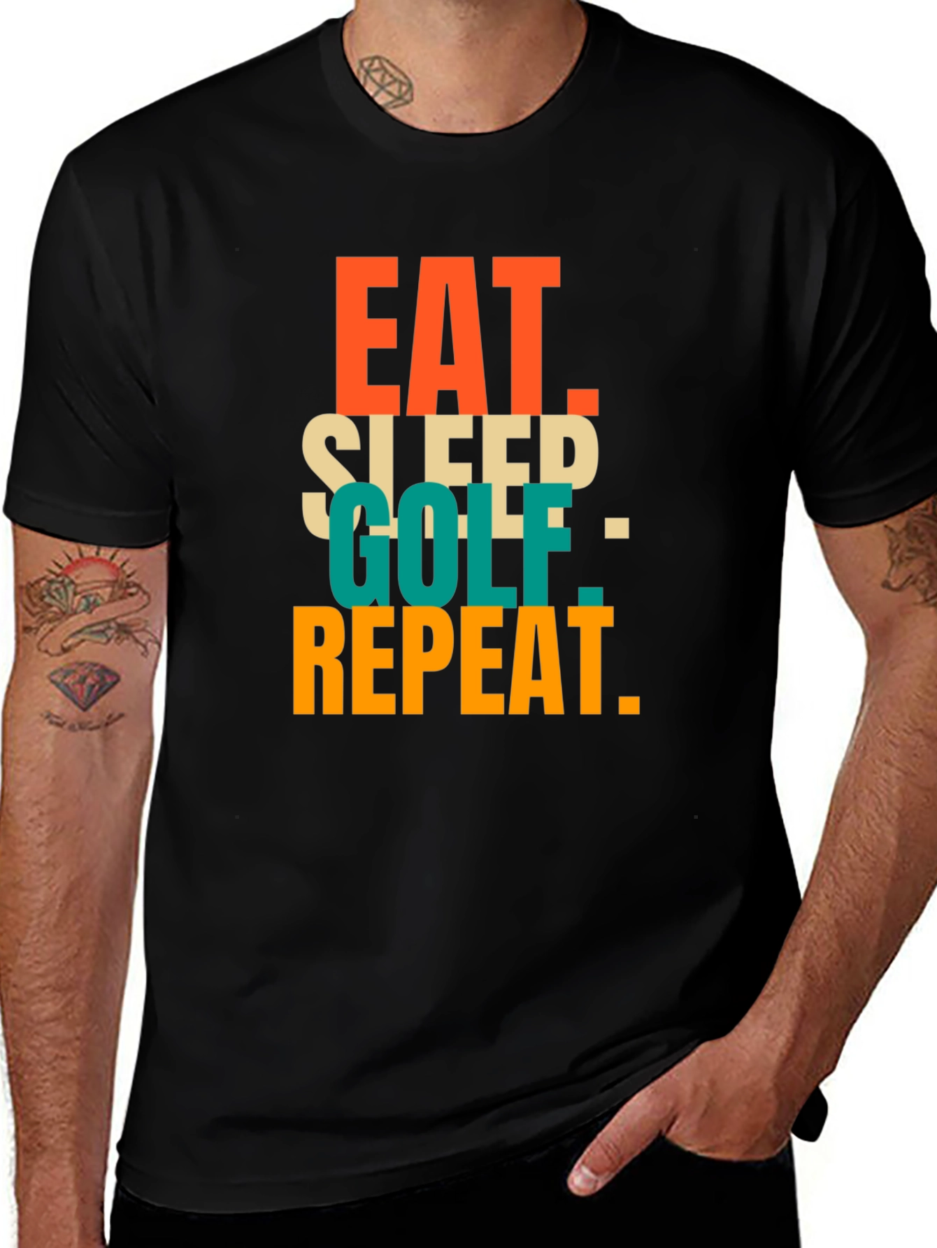 Eat Sleep Golf Repeat Graphic Tee