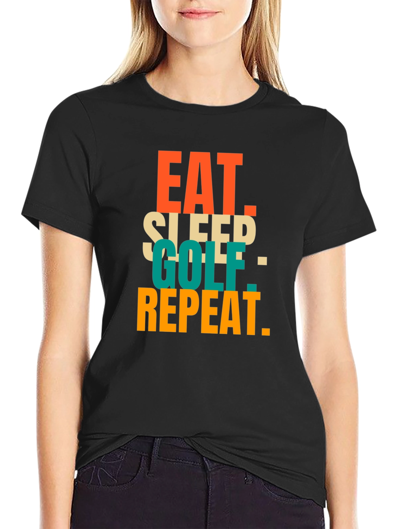 Eat Sleep Golf Repeat Graphic Tee