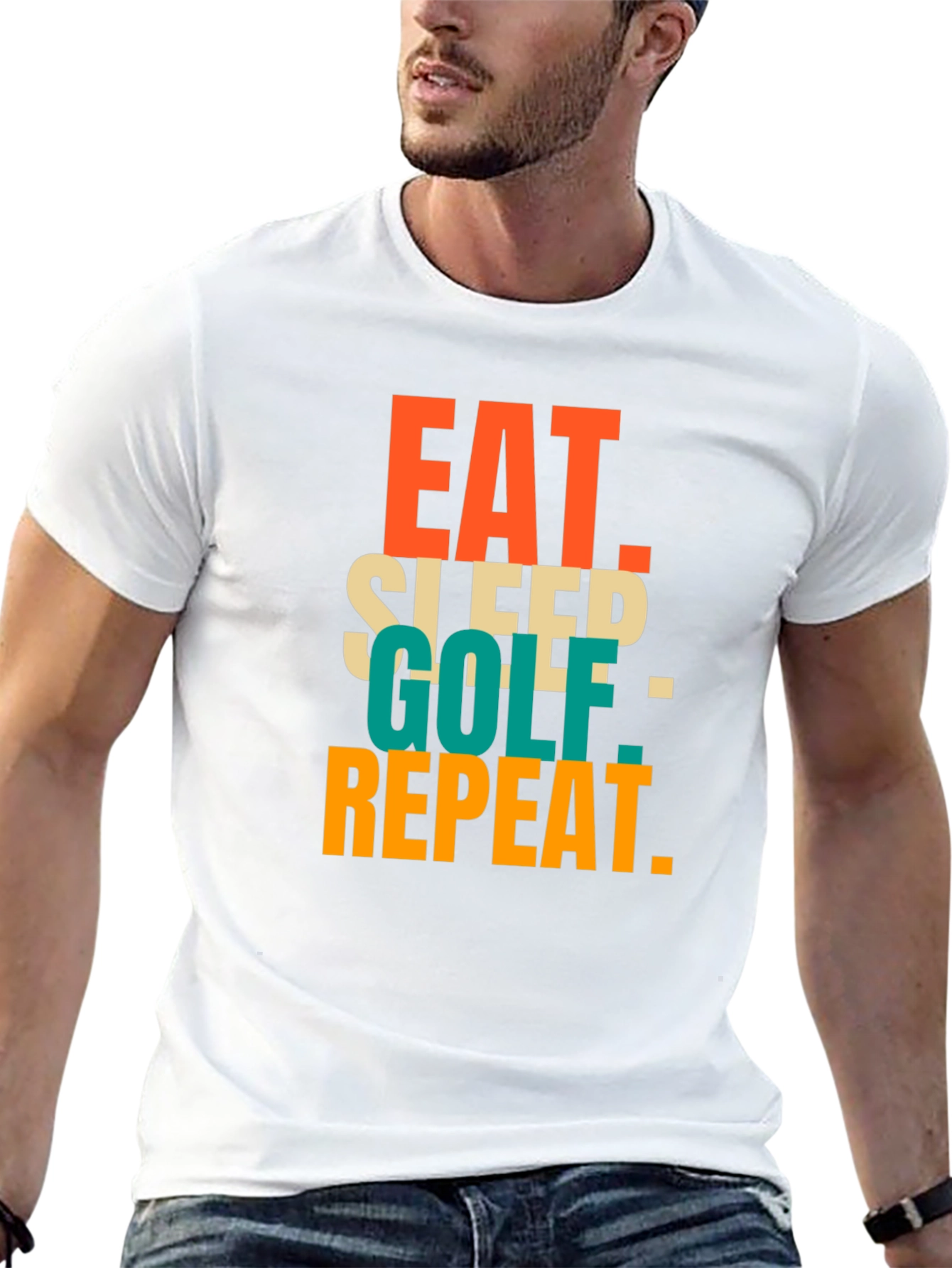 Eat Sleep Golf Repeat Graphic Tee