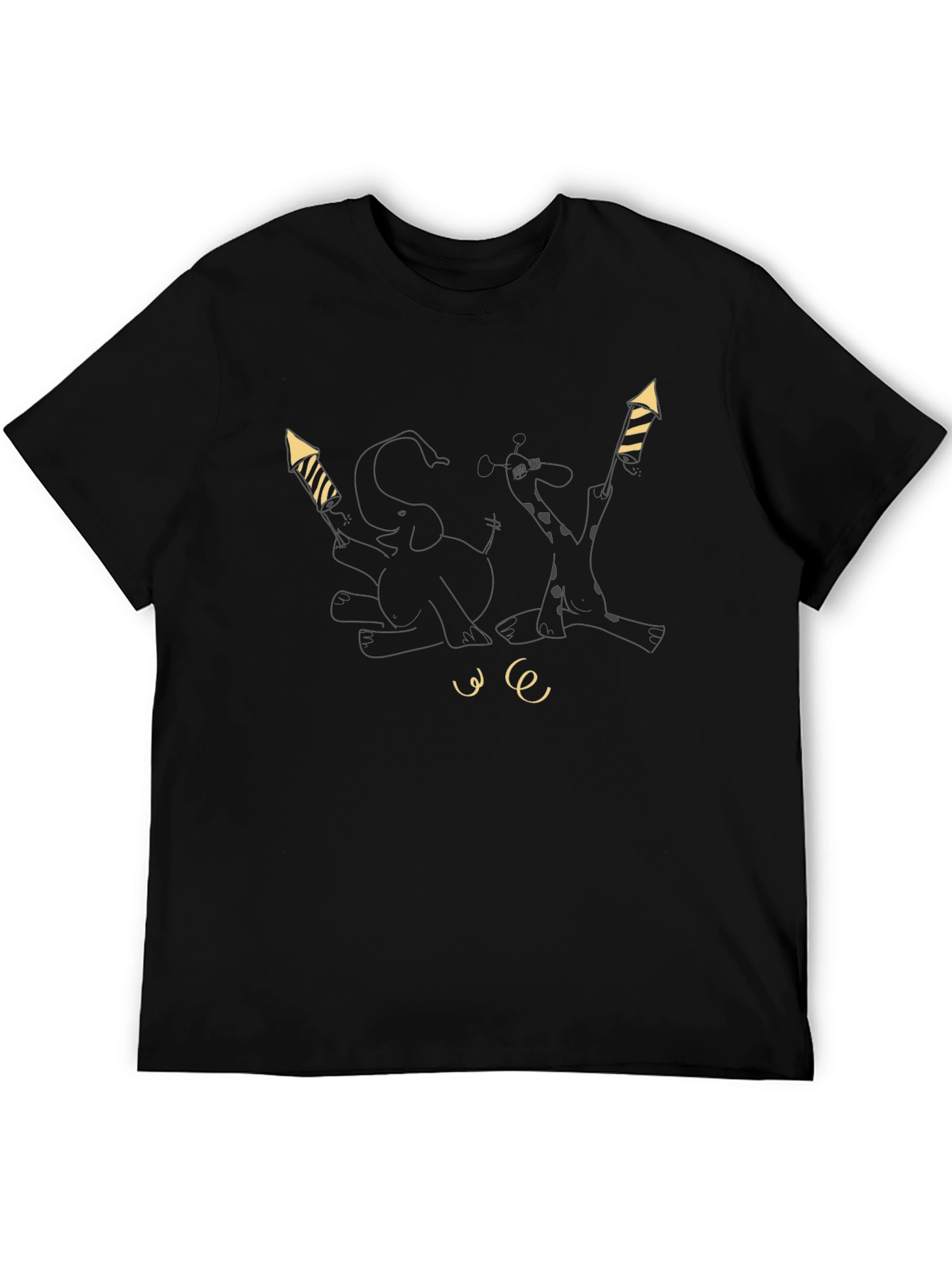 Festive Animal Tee - Elephant and Giraffe Fireworks