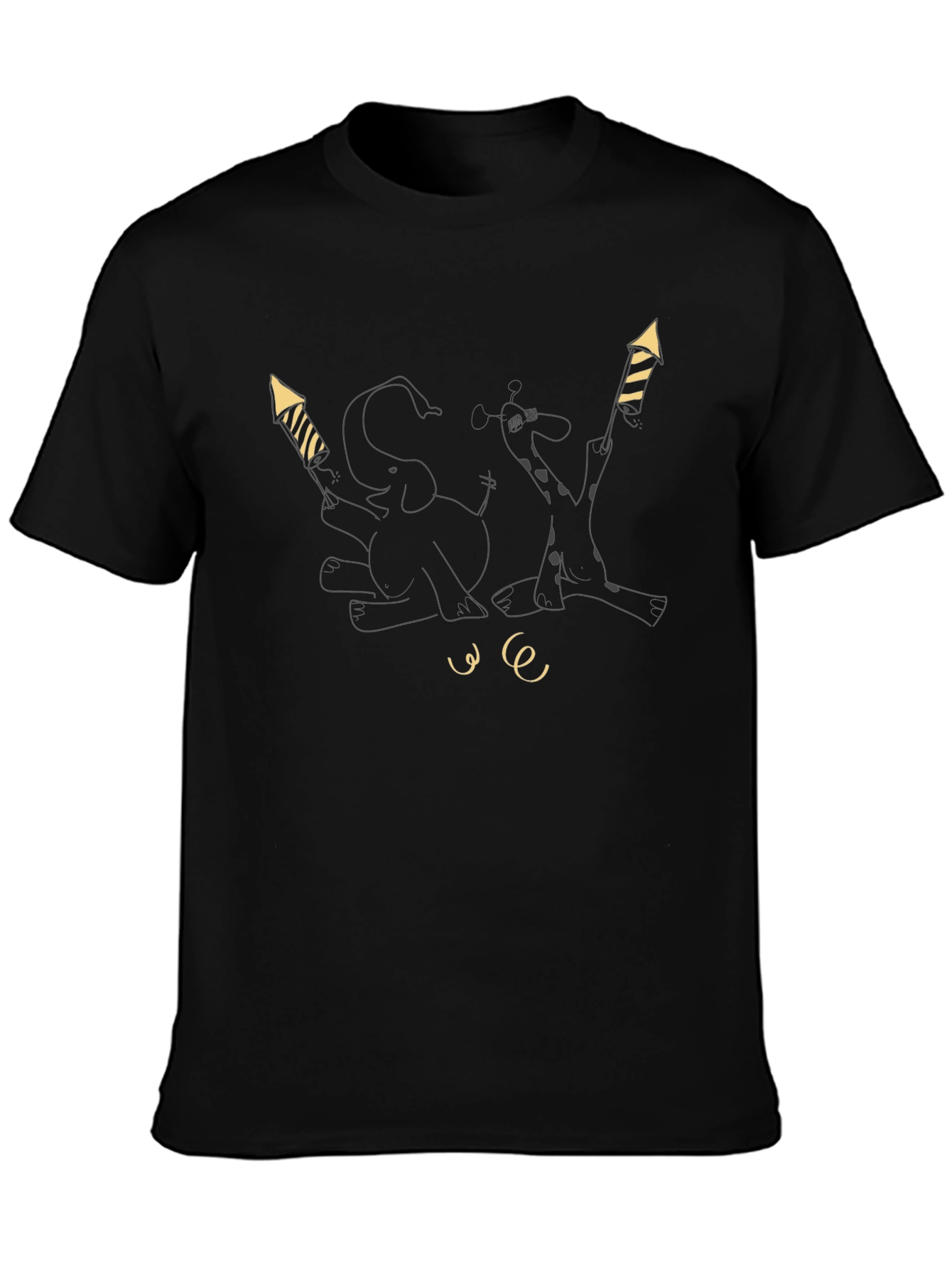 Festive Animal Tee - Elephant and Giraffe Fireworks