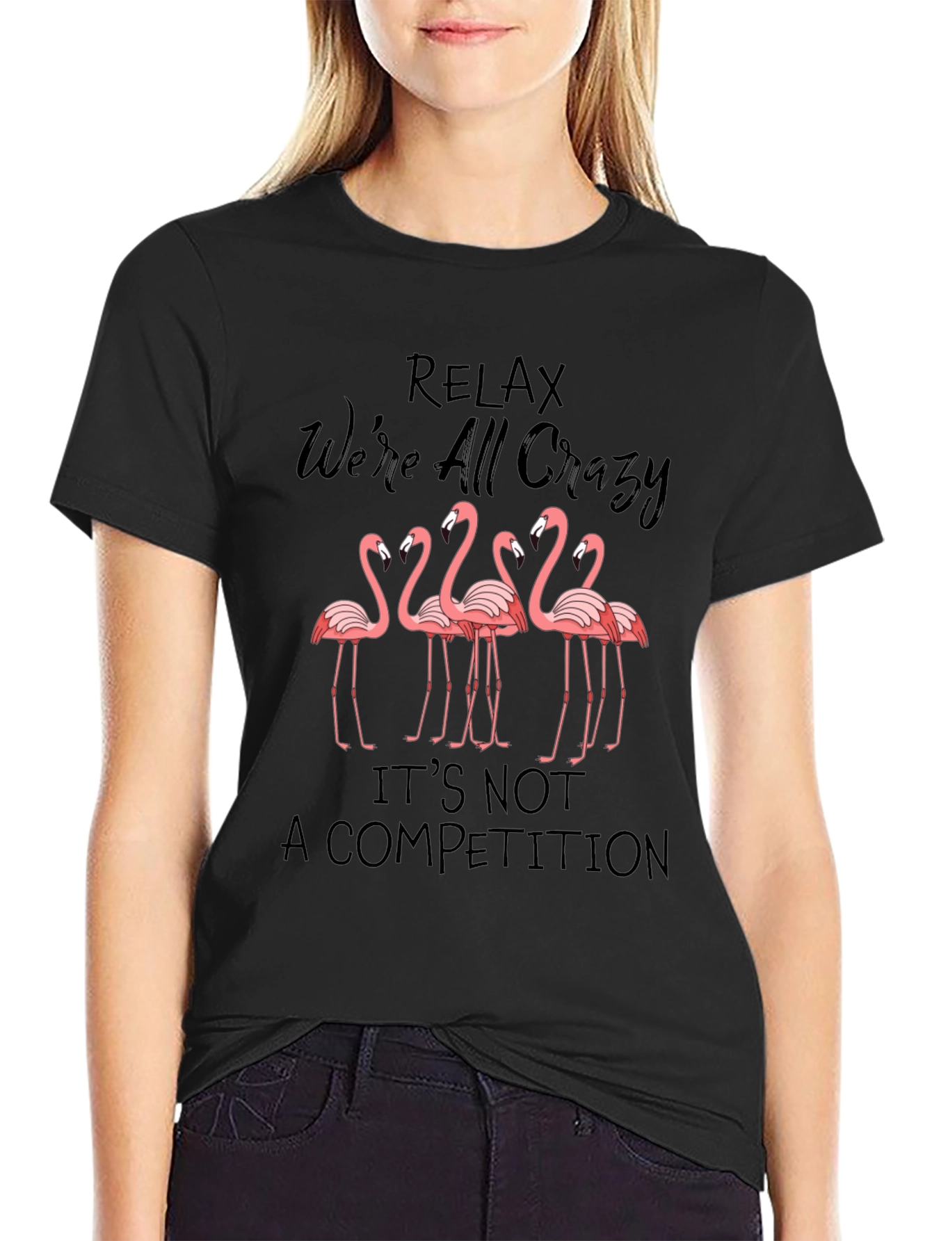 Relax Crazy Flamingo Graphic Tee