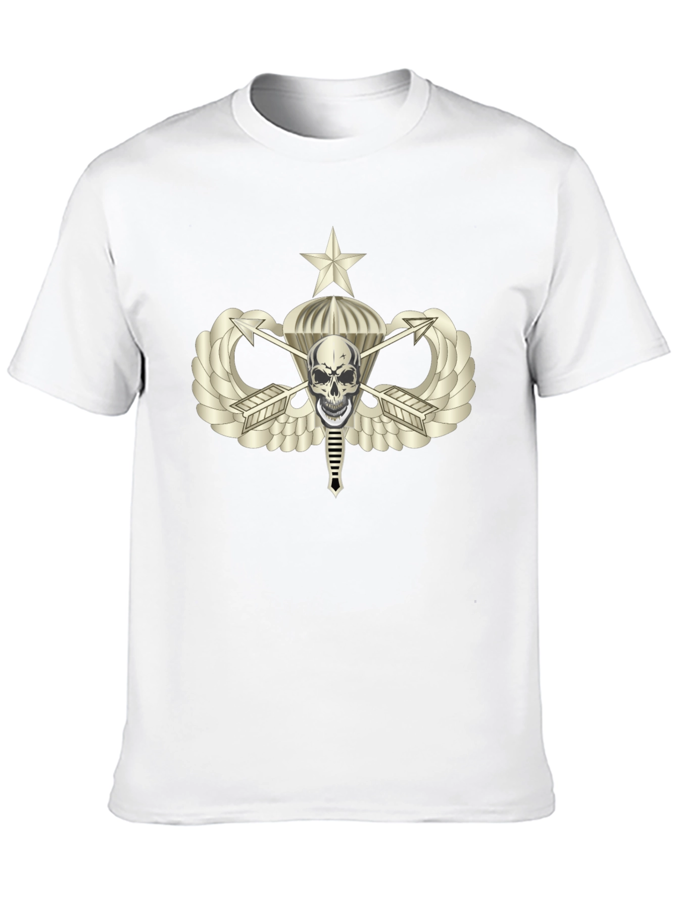 Skull Airborne T-Shirt - Black Cotton Graphic Tee