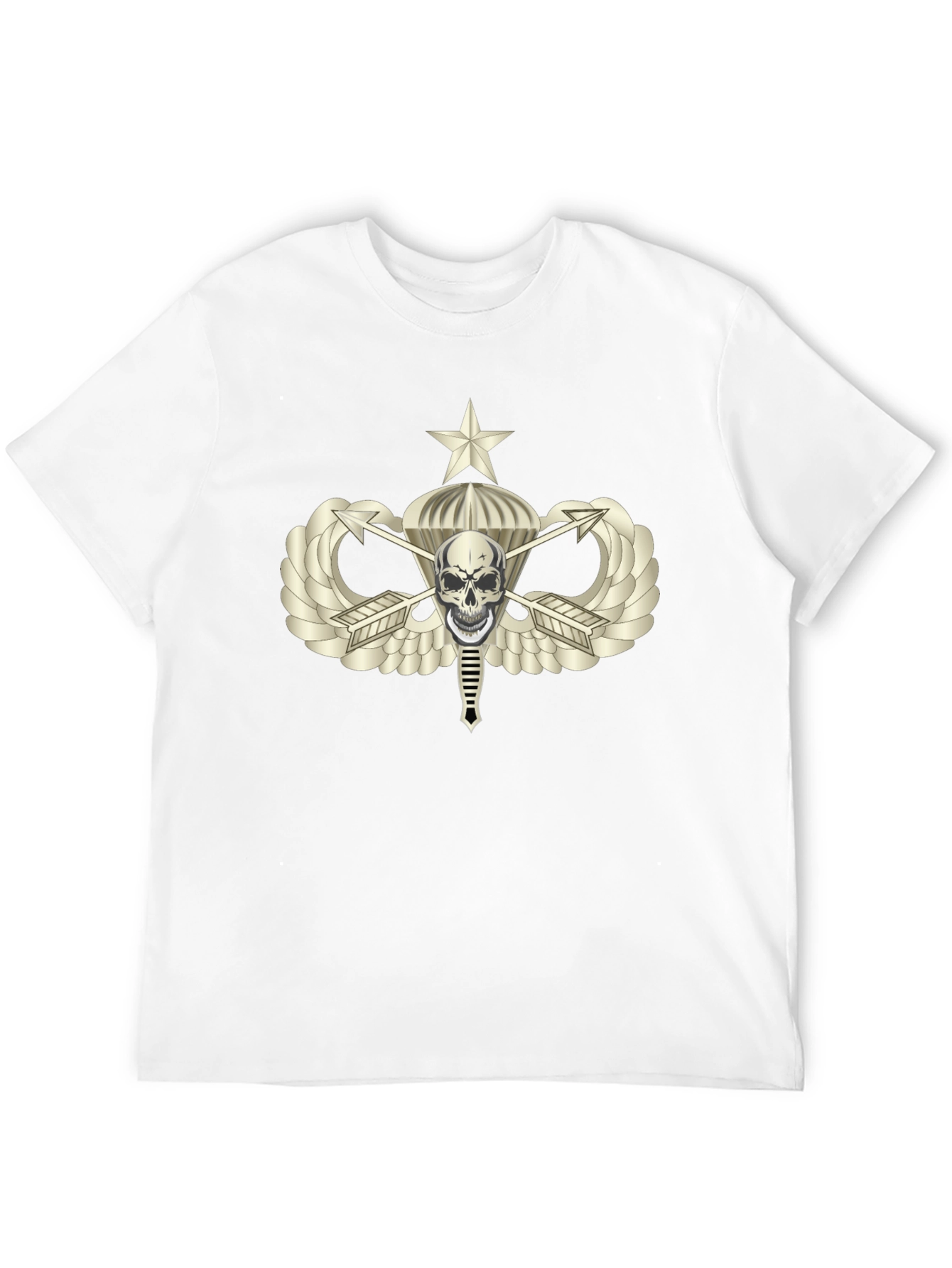 Skull Airborne T-Shirt - Black Cotton Graphic Tee