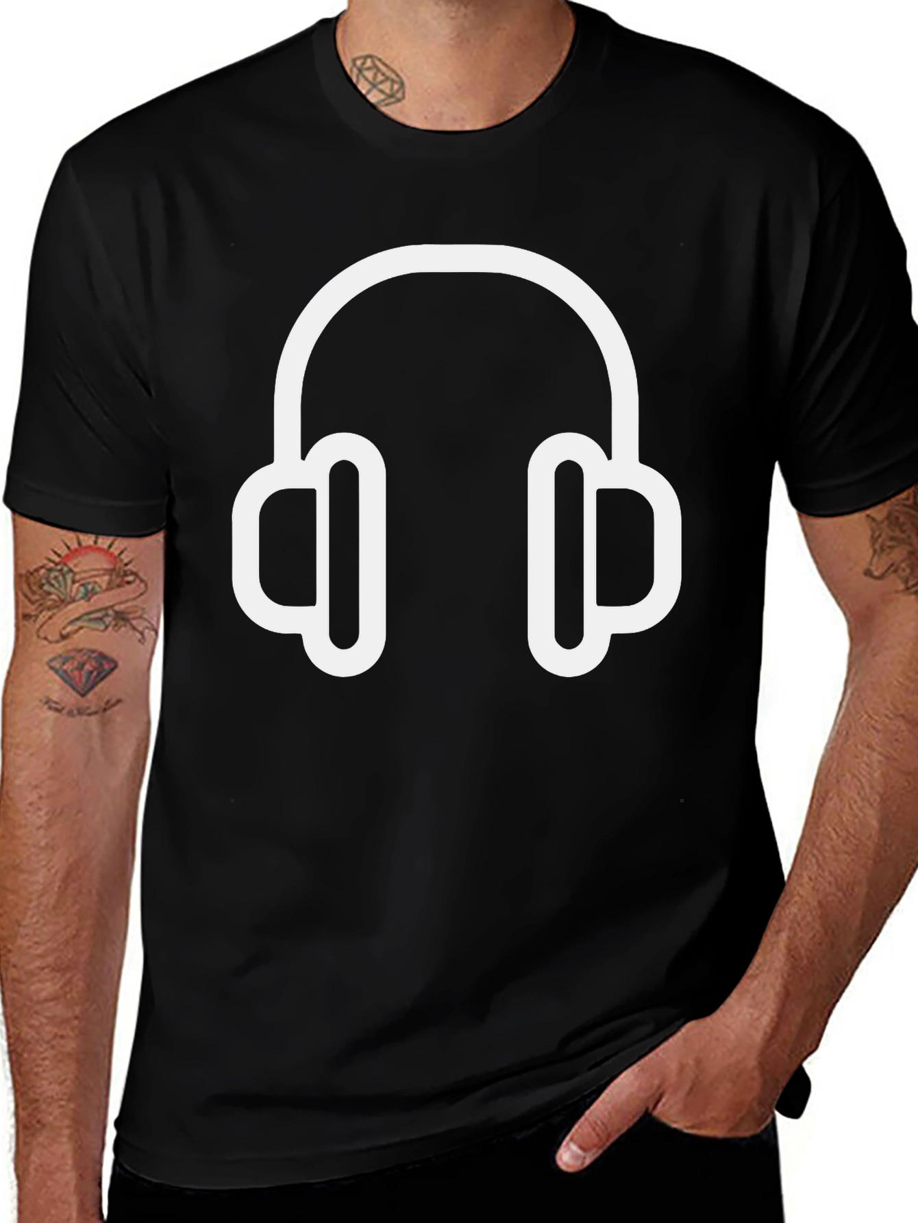 Headphones Graphic Black T-Shirt