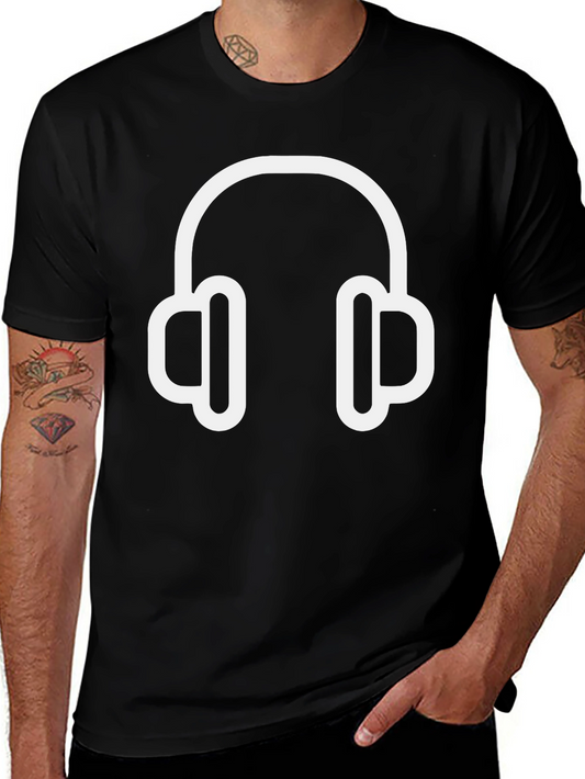 Headphones Graphic Black T-Shirt