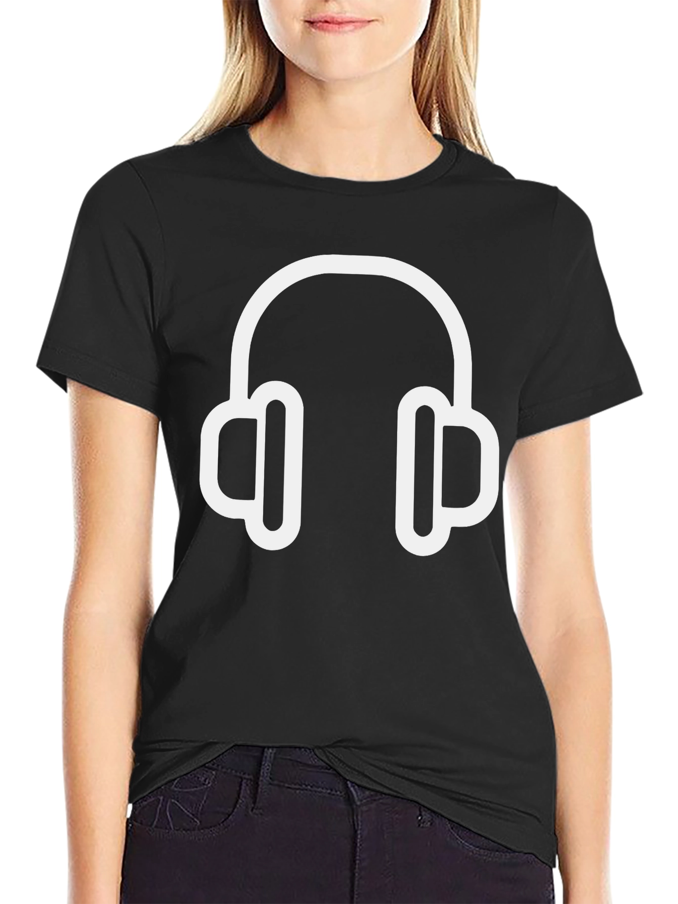 Headphones Graphic Black T-Shirt