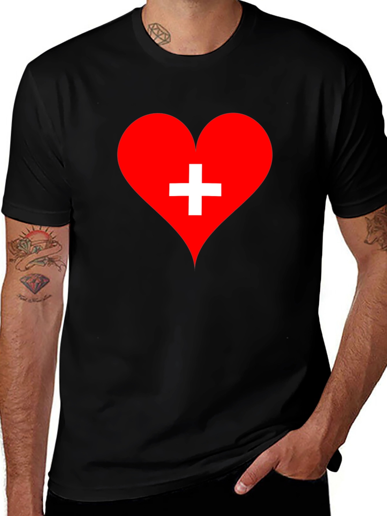 Heart with Swiss Cross Graphic T-Shirt