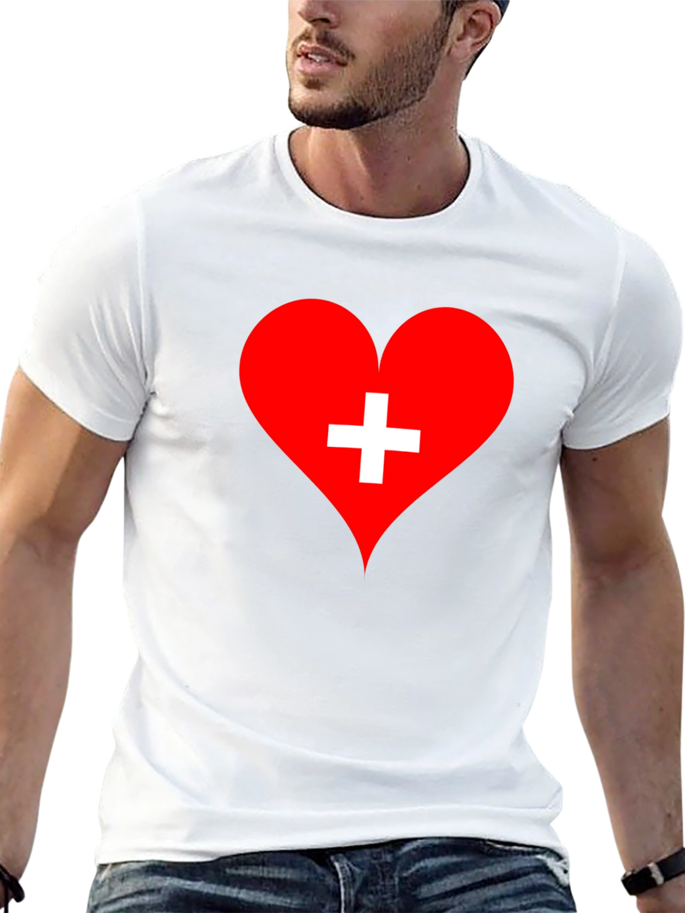 Heart with Swiss Cross Graphic T-Shirt