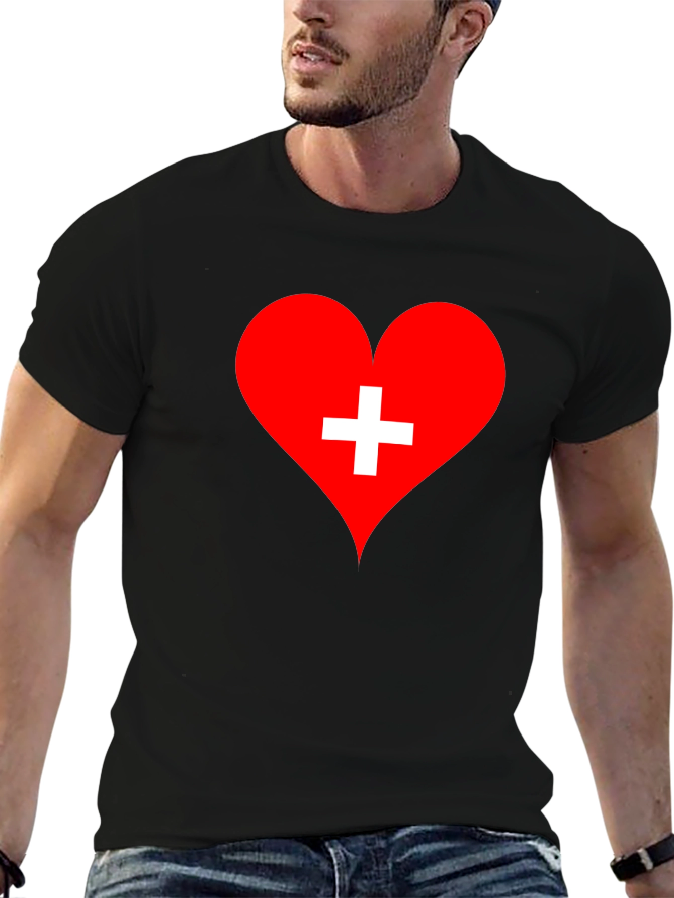 Heart with Swiss Cross Graphic T-Shirt