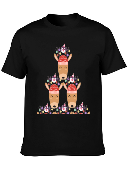 Festive Reindeer & Penguin Christmas T-Shirt