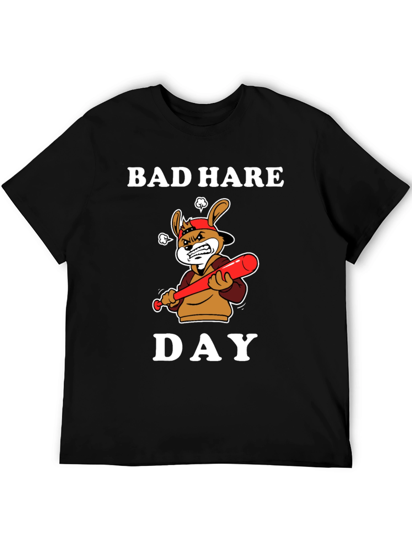 Bad Hare Day T-Shirt - Angry Baseball Bunny Tee