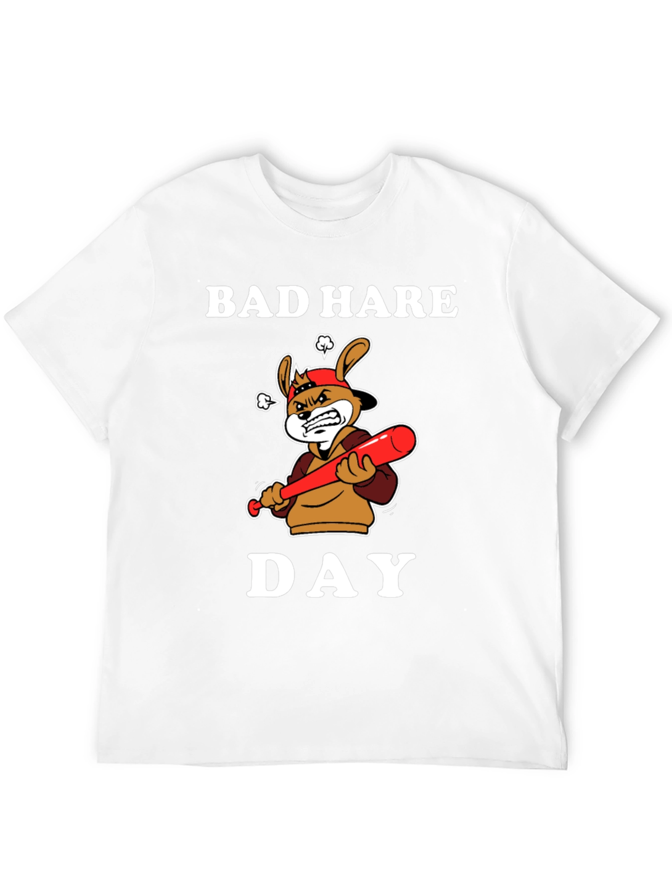 Bad Hare Day T-Shirt - Angry Baseball Bunny Tee