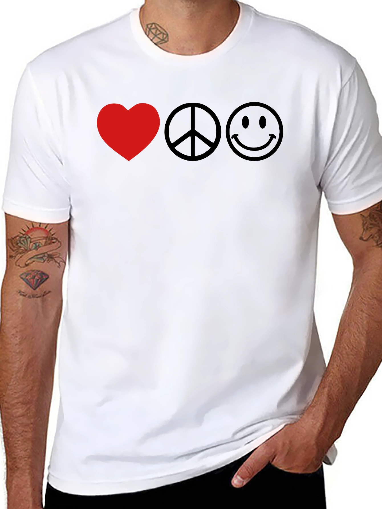 Love Peace Happy Black T-Shirt
