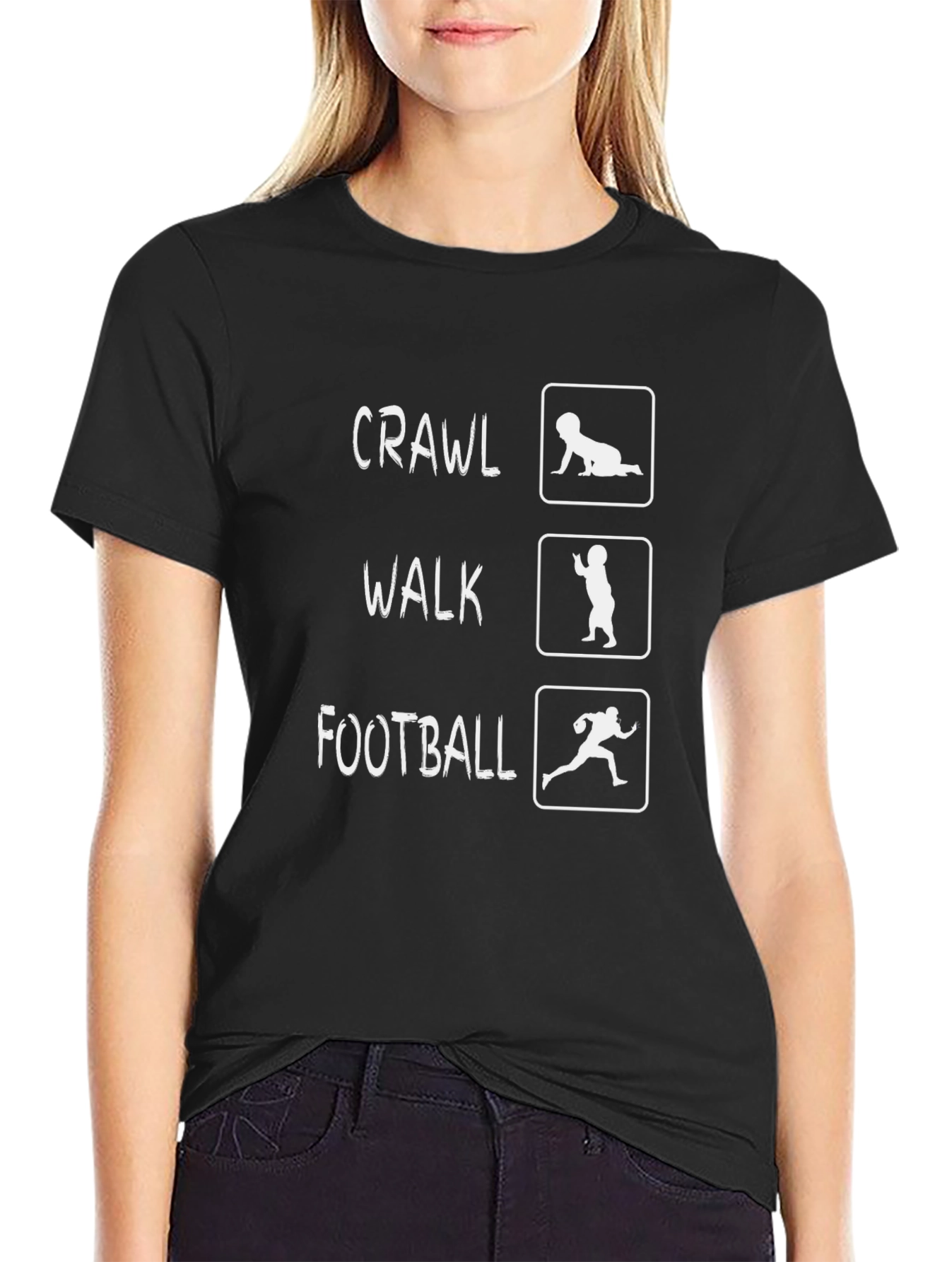 Crawl Walk Football Black T-Shirt