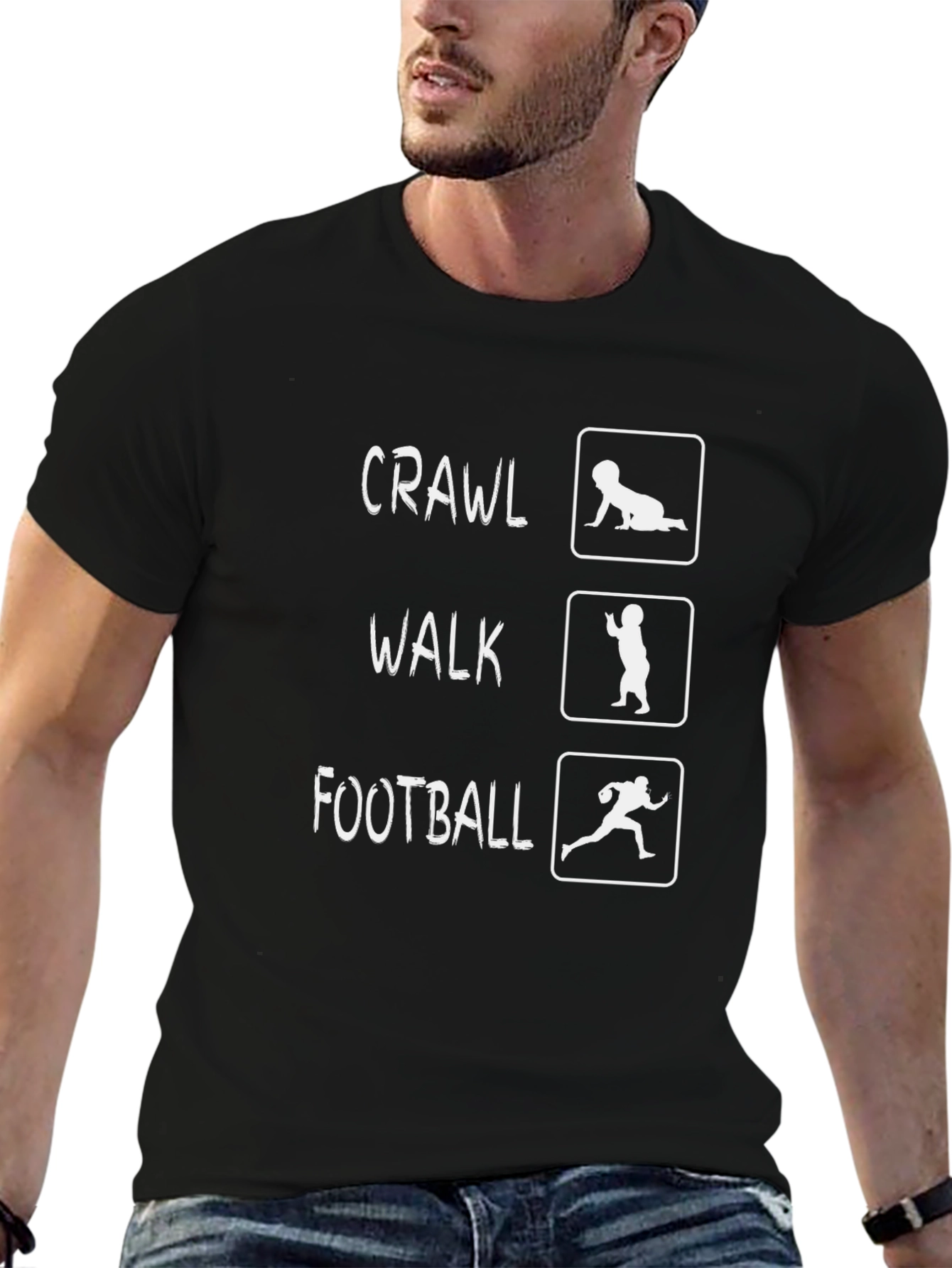 Crawl Walk Football Black T-Shirt