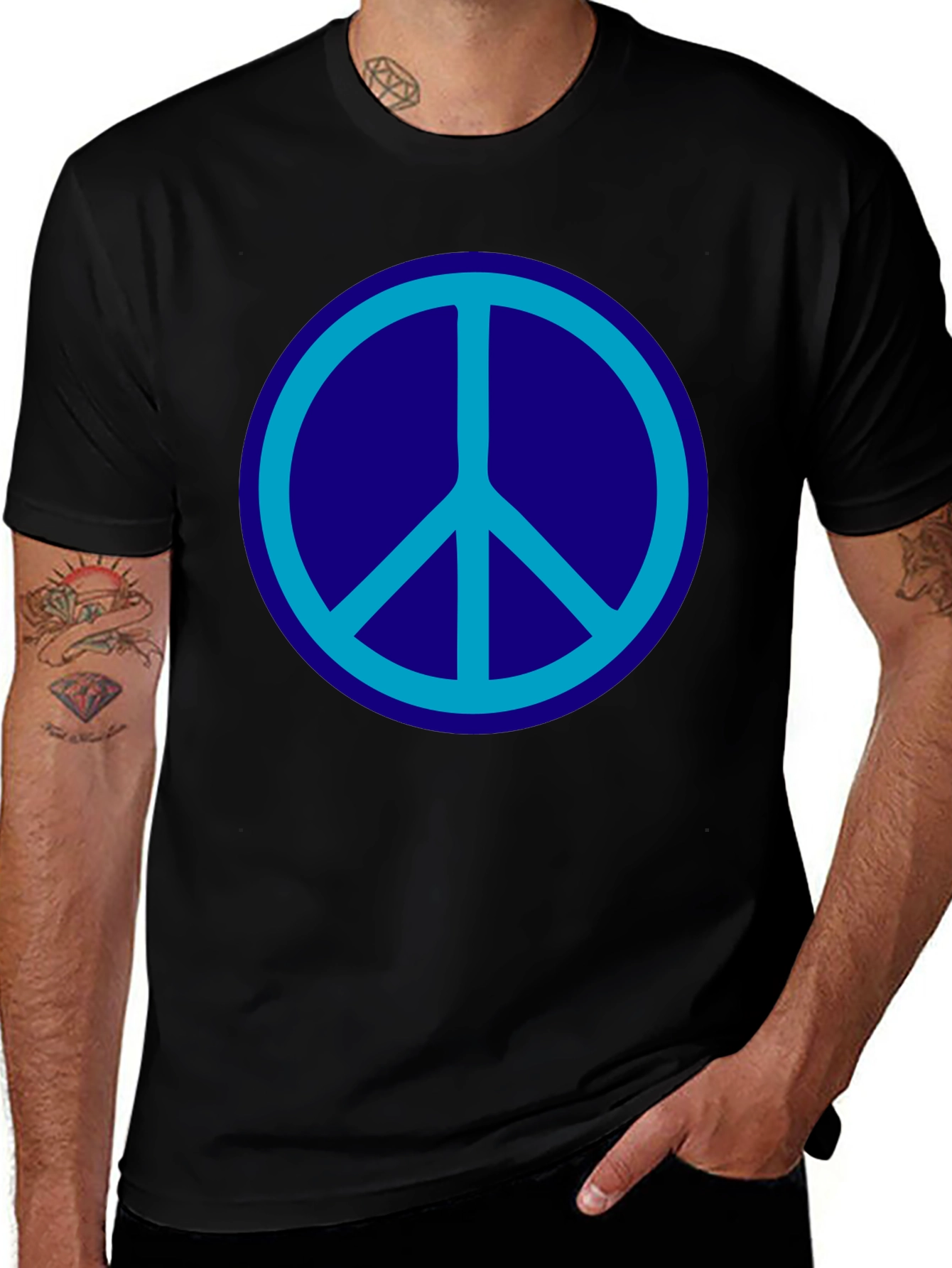 Peace Symbol Graphic Tee - Black