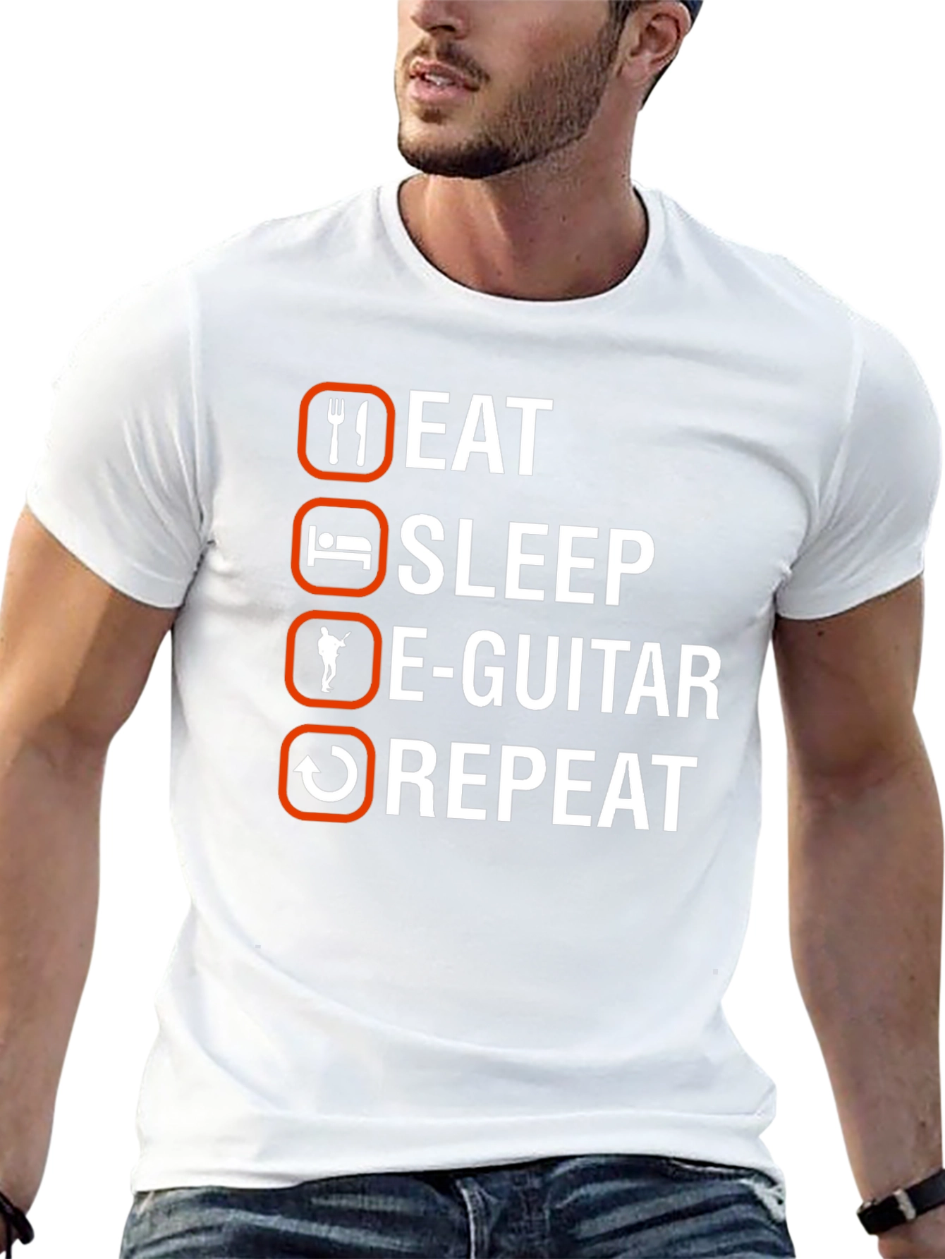 Eat Sleep E-Guitar Repeat Black T-Shirt