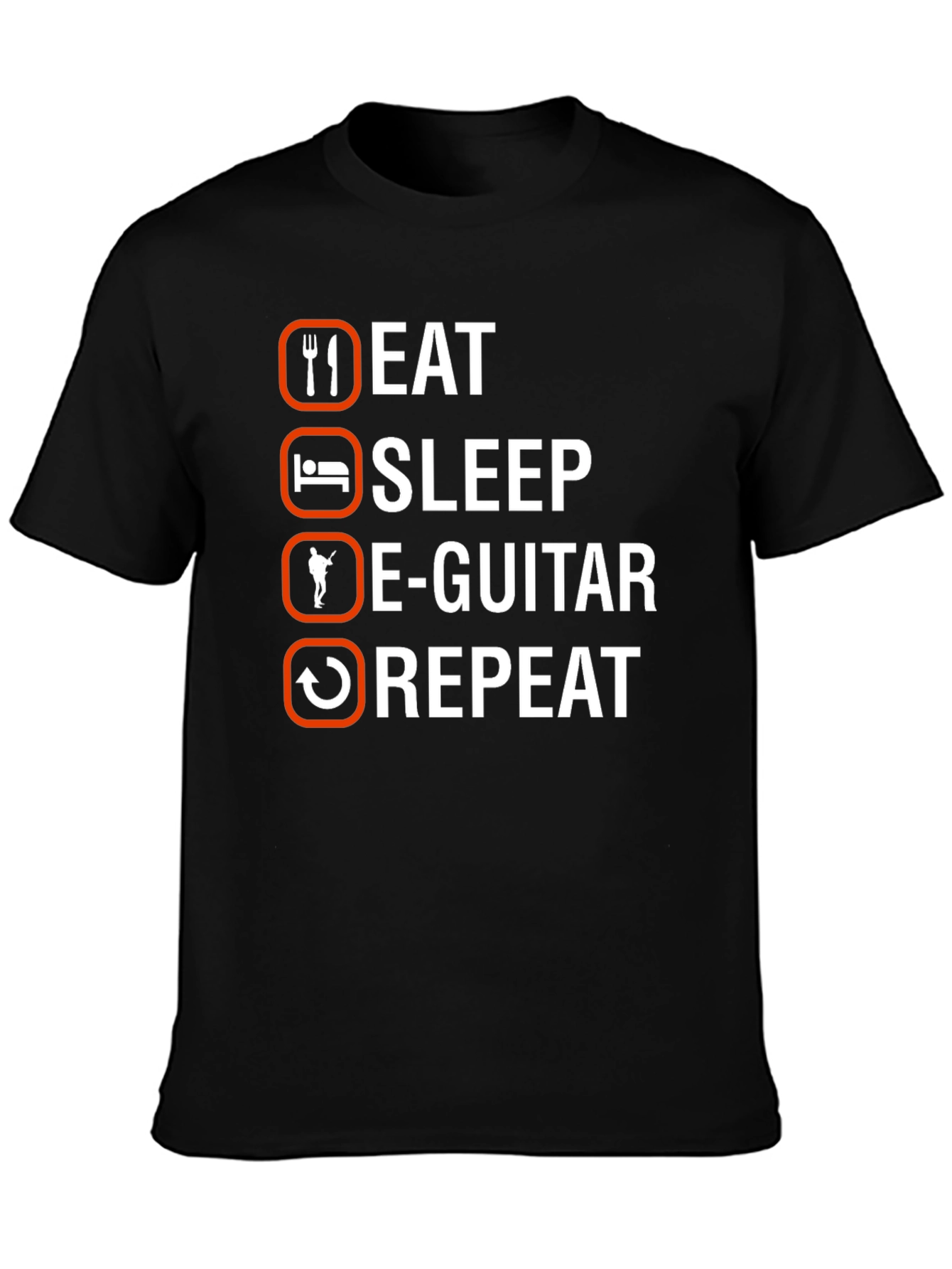 Eat Sleep E-Guitar Repeat Black T-Shirt