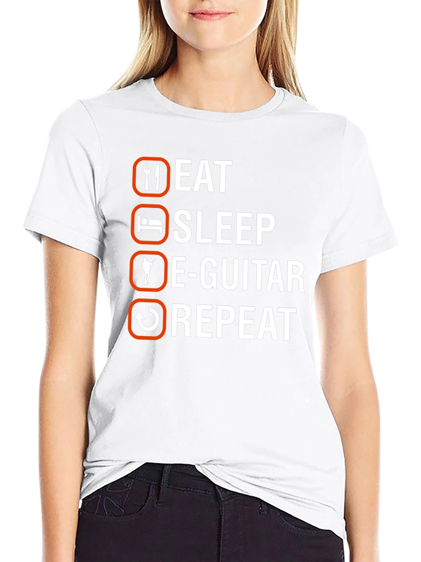 Eat Sleep E-Guitar Repeat Black T-Shirt