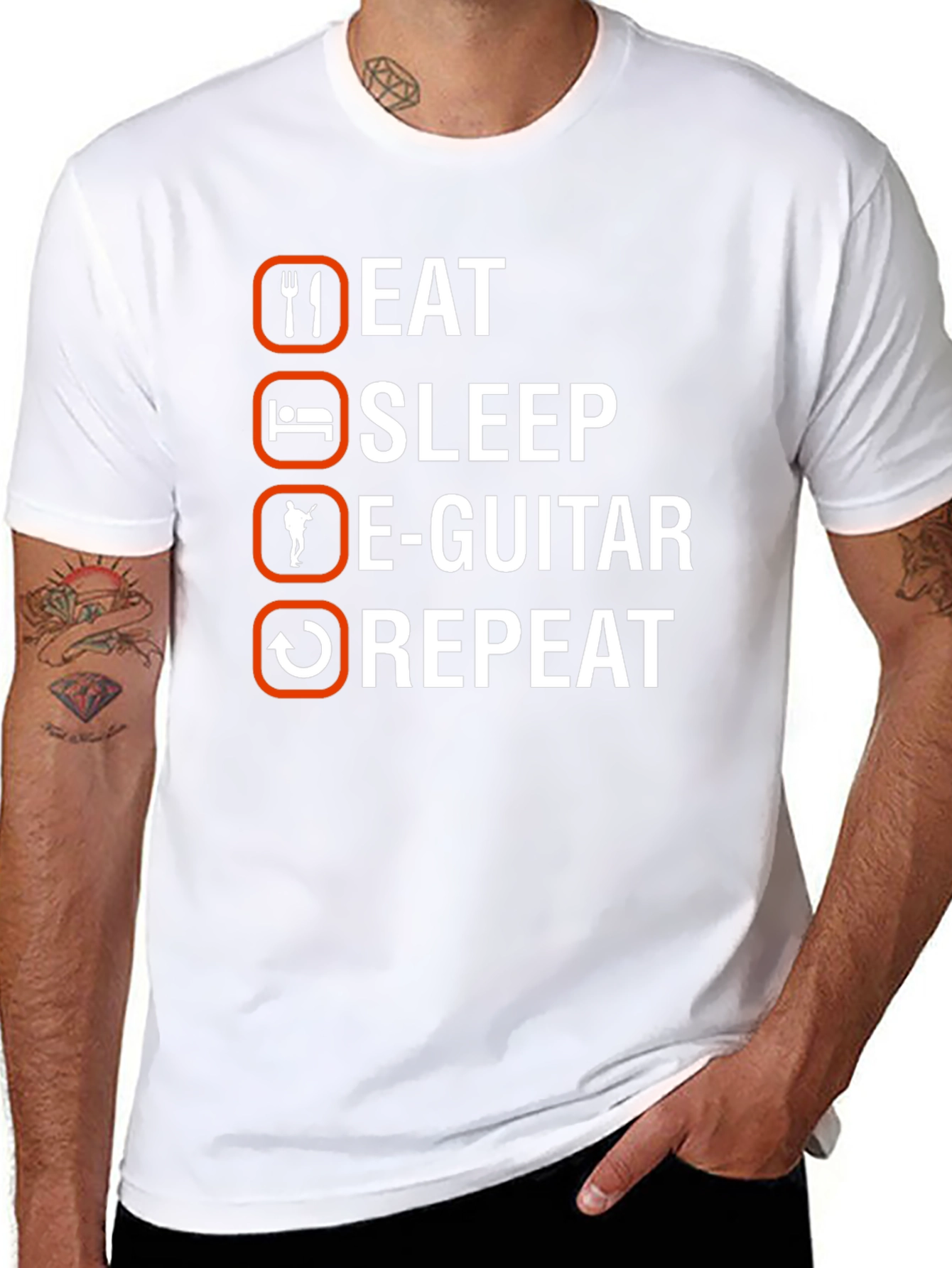 Eat Sleep E-Guitar Repeat Black T-Shirt