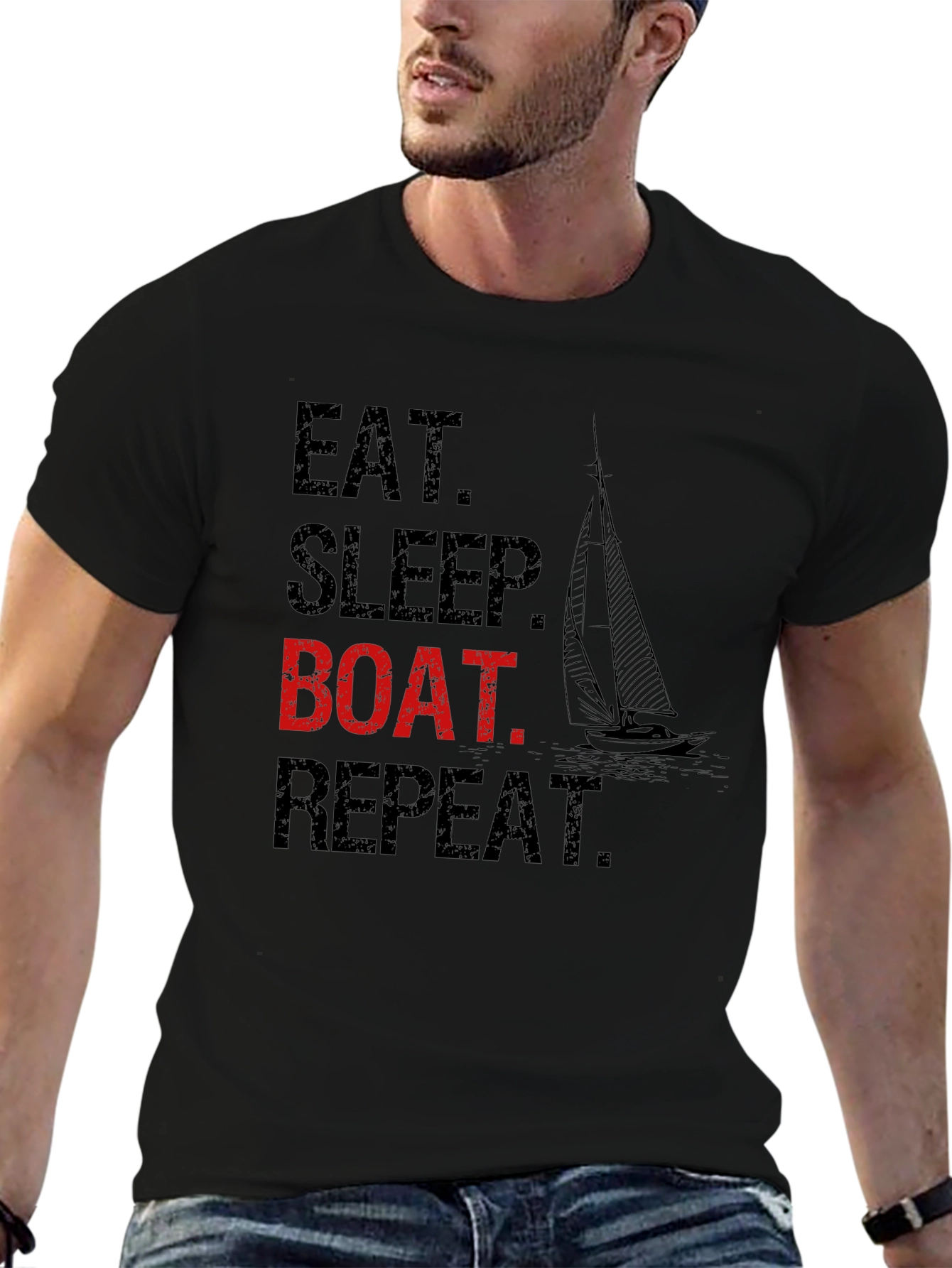 Eat Sleep Boat Repeat T-Shirt - Boating Lifestyle Tee