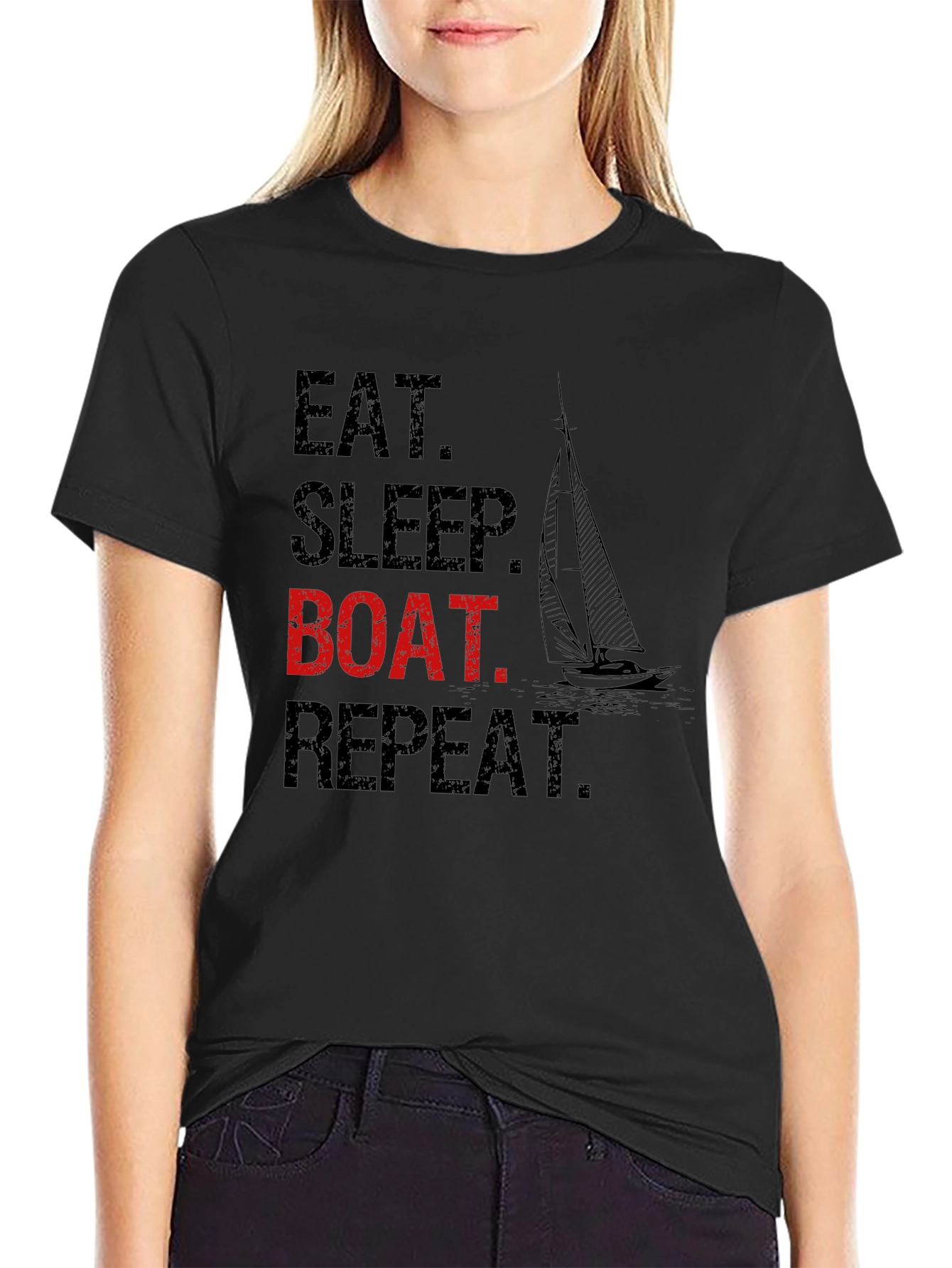 Eat Sleep Boat Repeat T-Shirt - Boating Lifestyle Tee