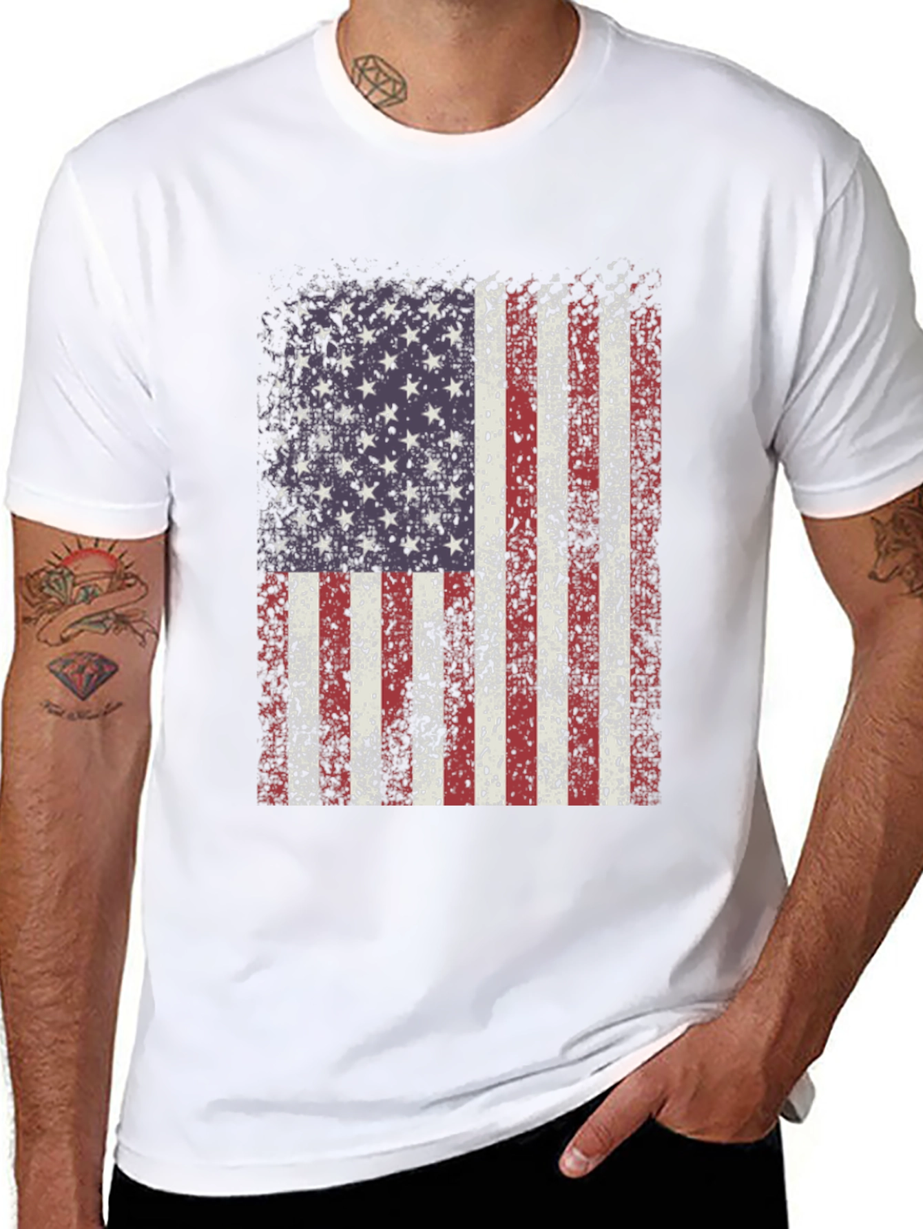 Distressed American Flag Graphic T-Shirt