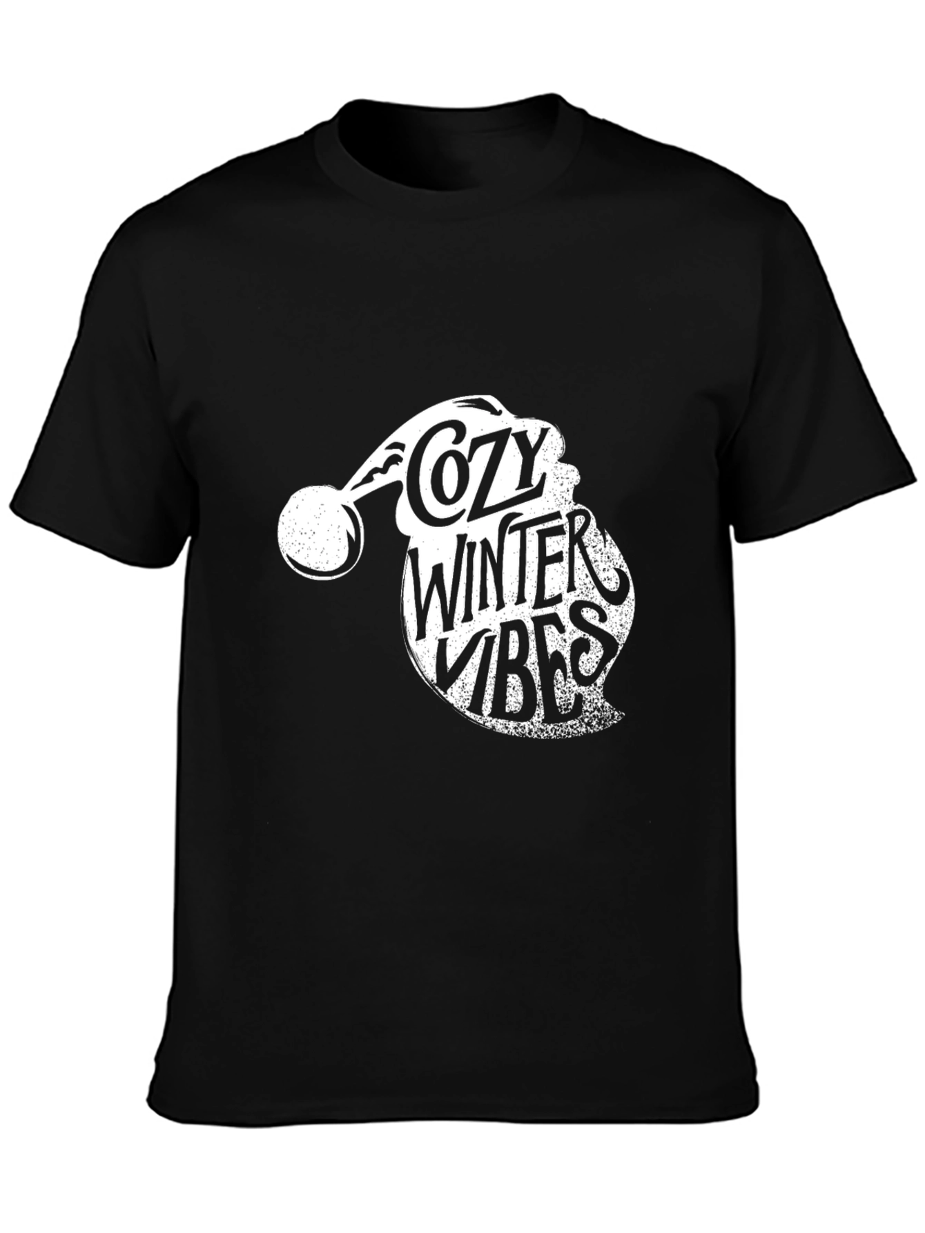 Cozy Winter Vibes Santa Hat Graphic Tee