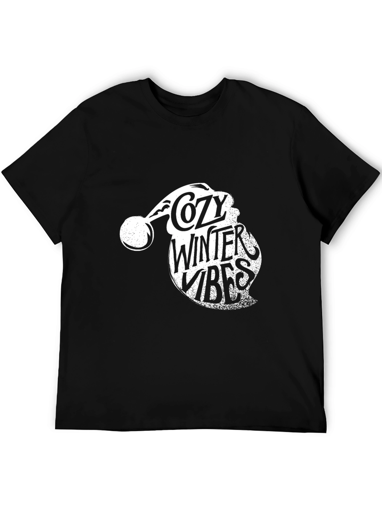 Cozy Winter Vibes Santa Hat Graphic Tee