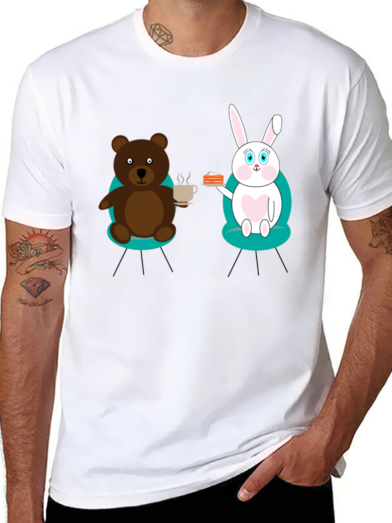Bear & Bunny Tea Party Graphic Tee