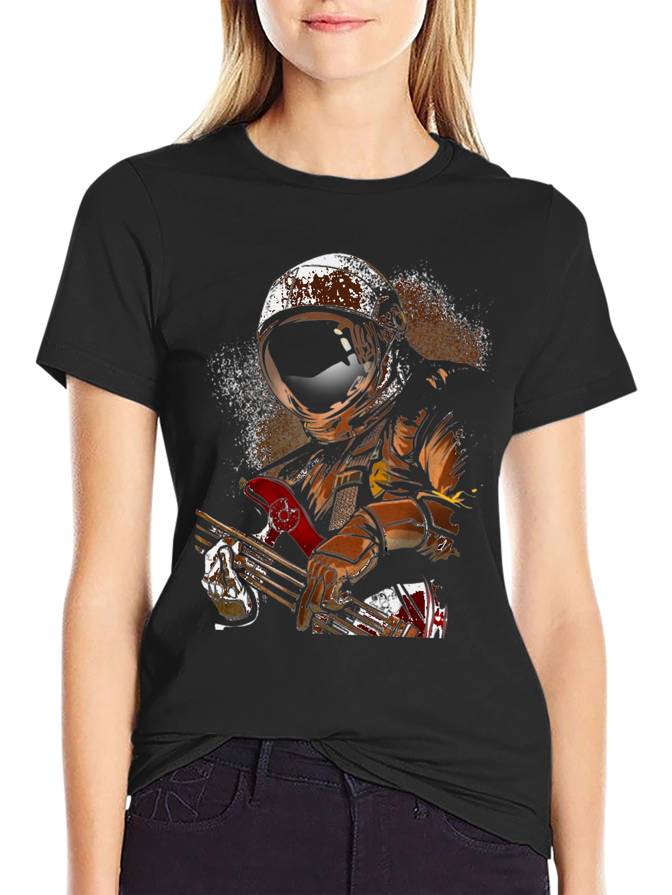 Astronaut Guitar Player Graphic T-Shirt - Cool Space Design