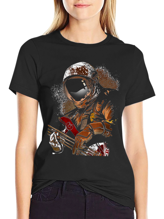 Astronaut Guitar Player Graphic T-Shirt - Cool Space Design