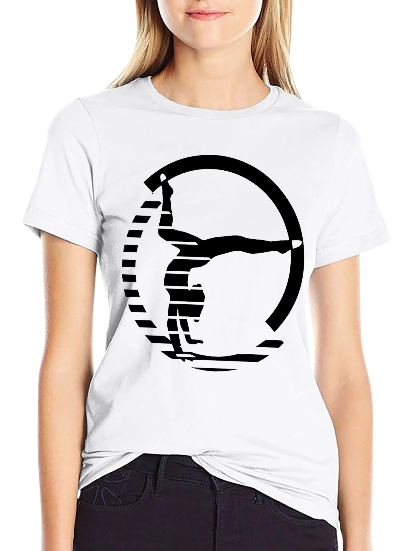 Gymnast Silhouette Graphic Black T-Shirt