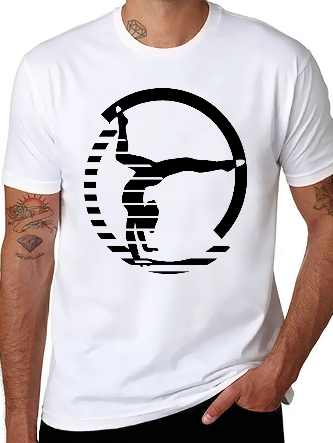Gymnast Silhouette Graphic Black T-Shirt