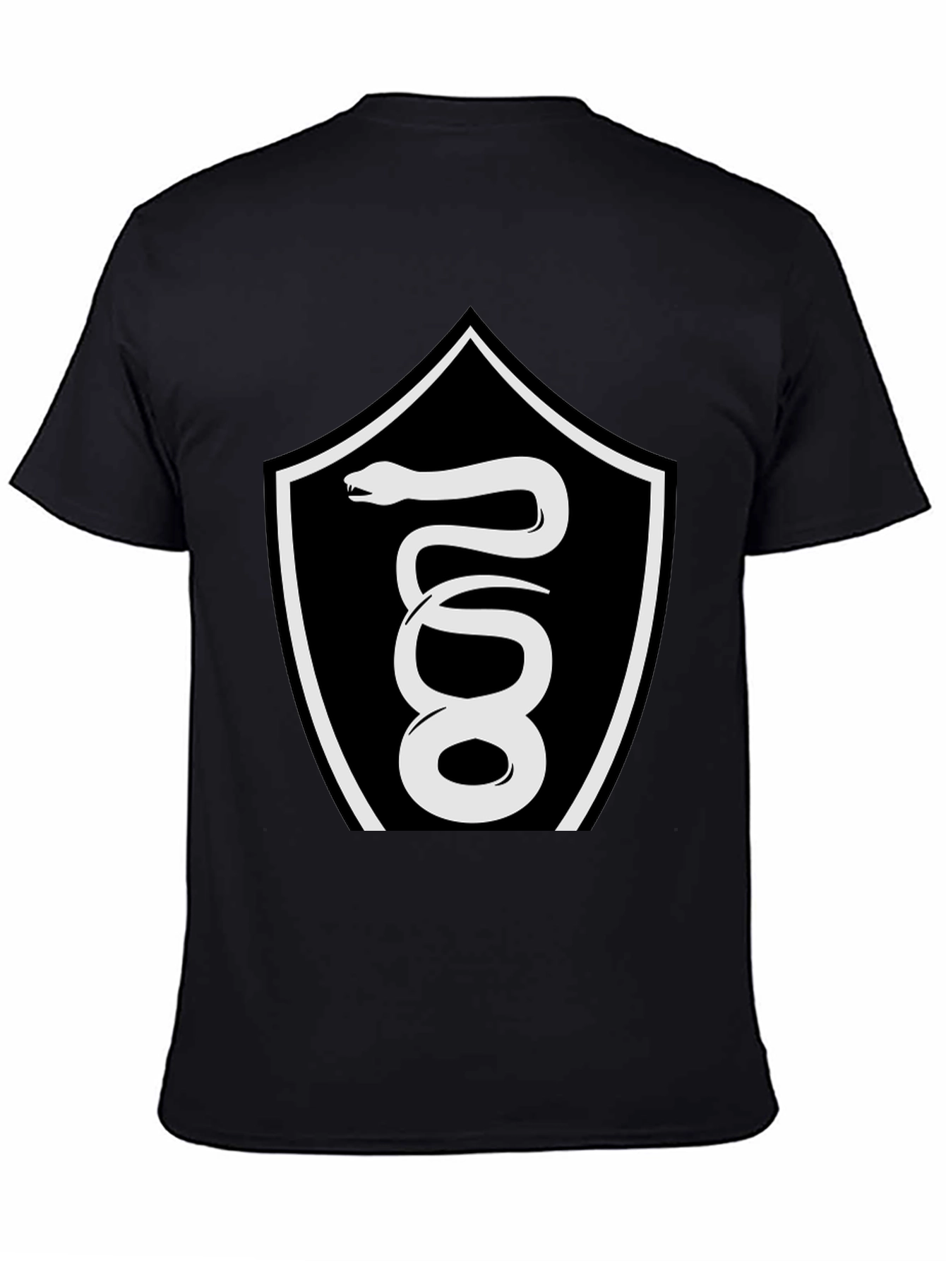 Black T-Shirt with Serpent Crest Graphic