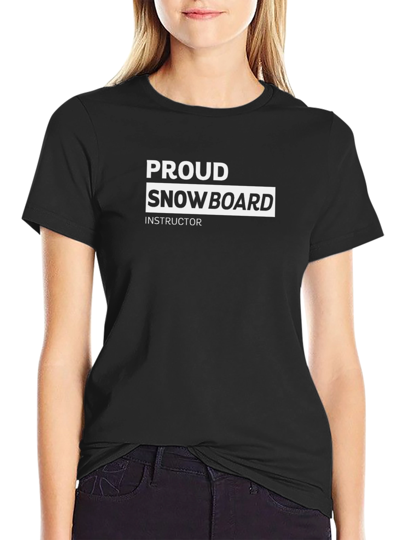 Proud Snowboard Instructor Black Graphic Tee