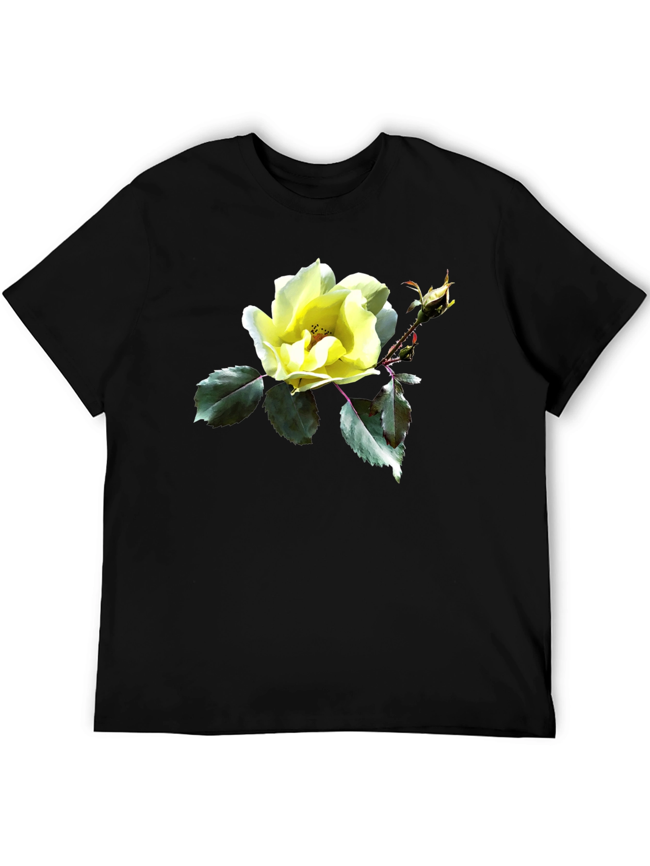 Floral Graphic T-Shirt - Yellow Rose Design