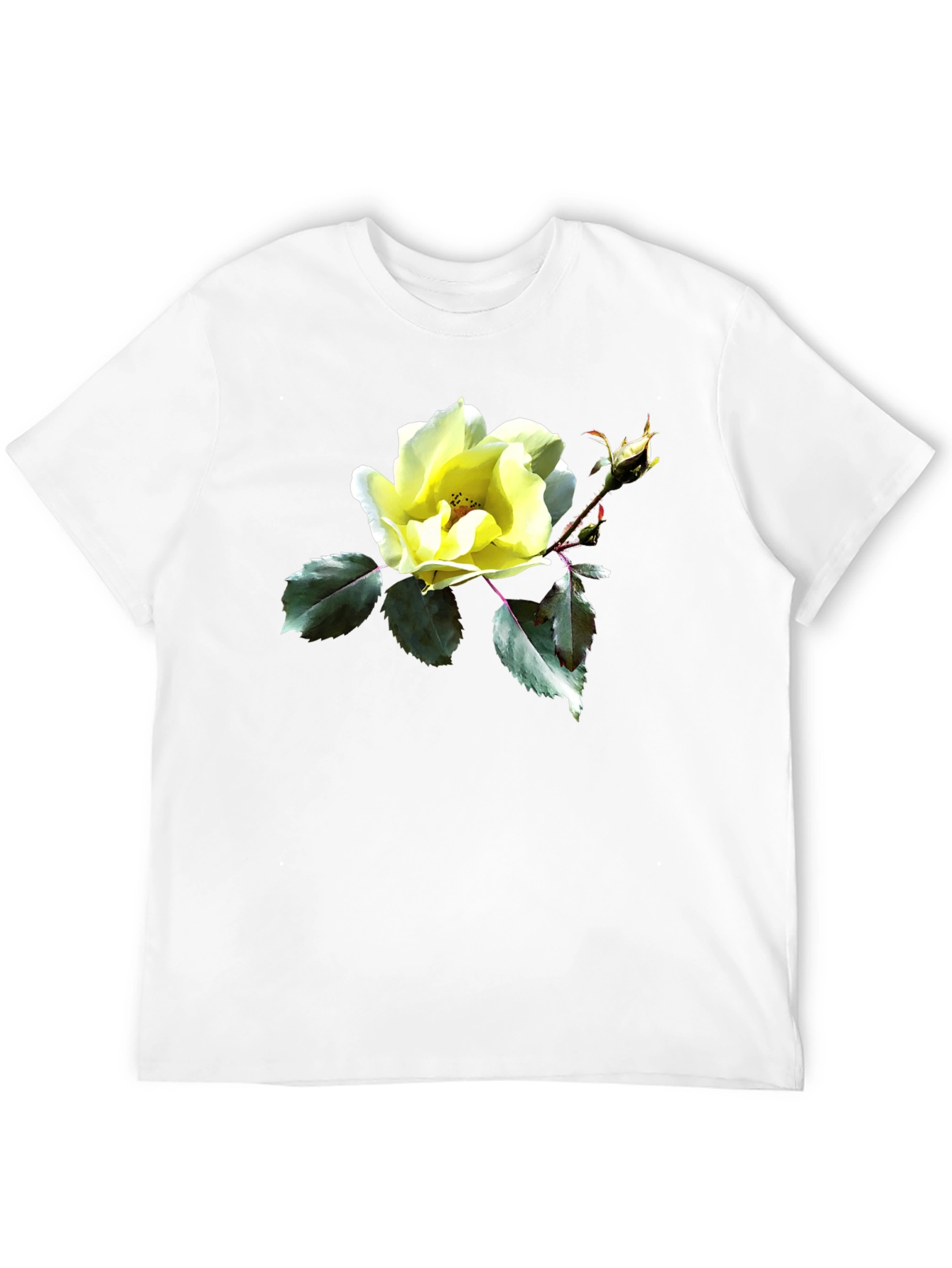Floral Graphic T-Shirt - Yellow Rose Design