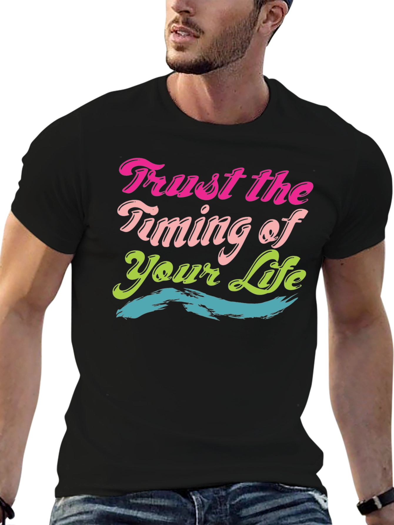 Trust The Timing Of Your Life Black T-Shirt