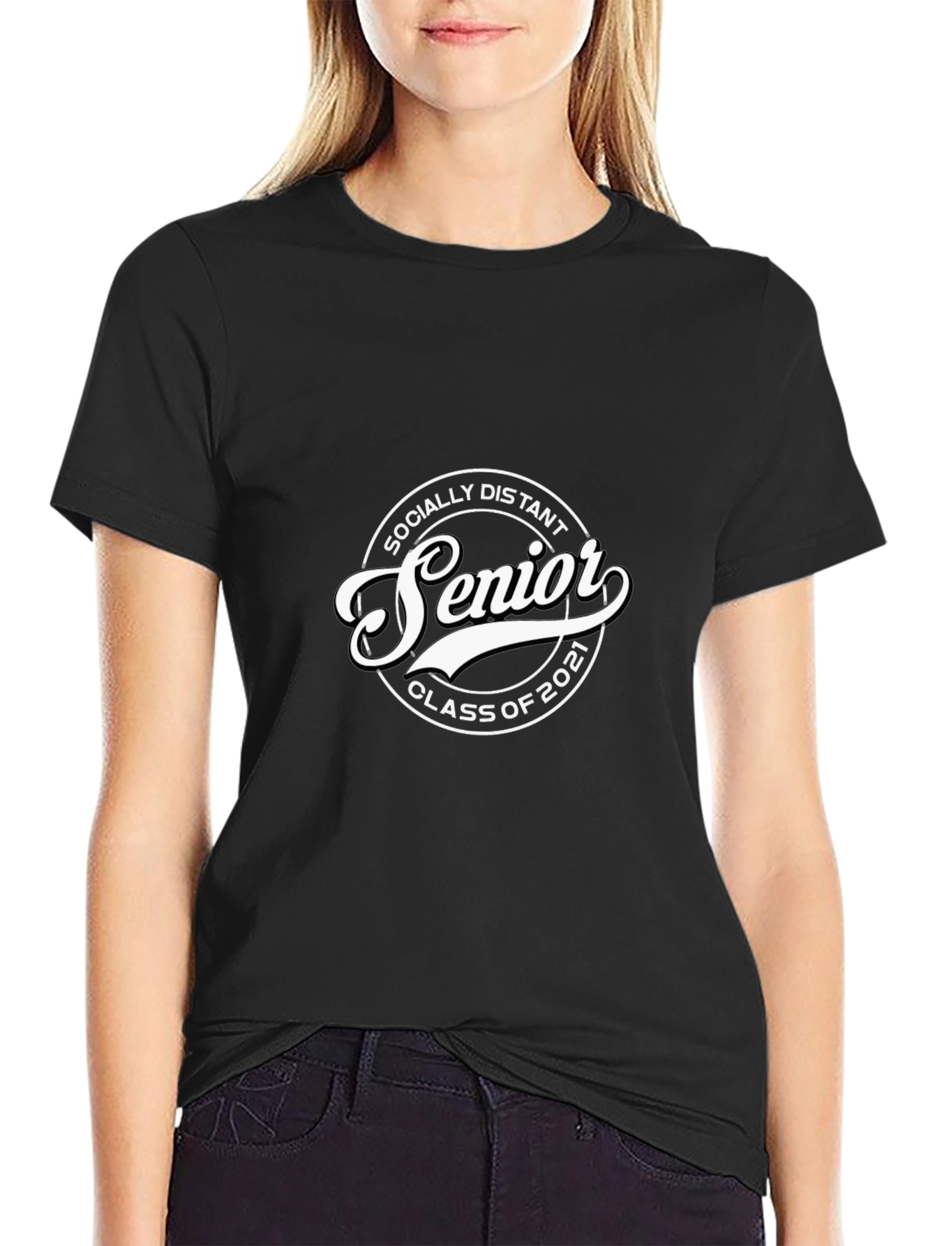 Senior 2021 Socially Distant Black T-Shirt