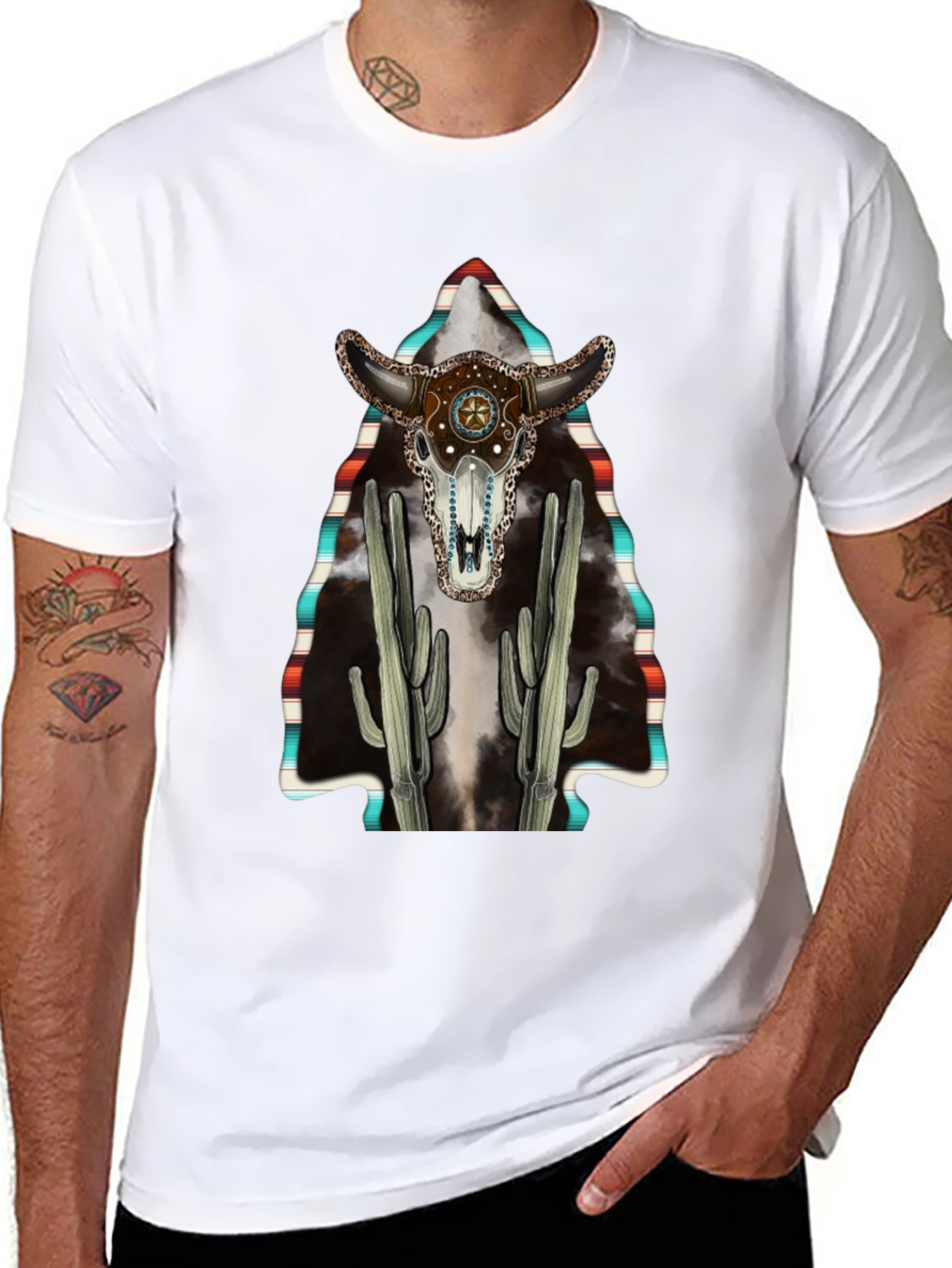 Western Bull Skull Cactus T-Shirt