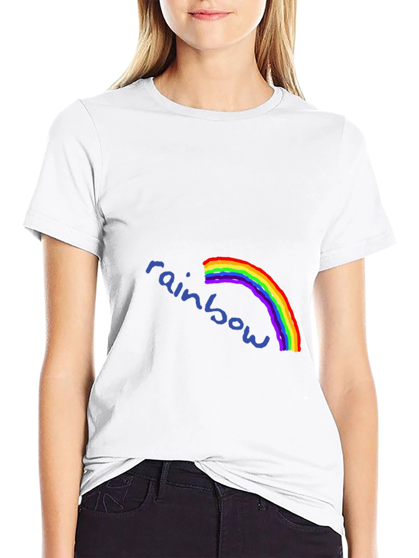 Rainbow Graphic Print Black T-Shirt