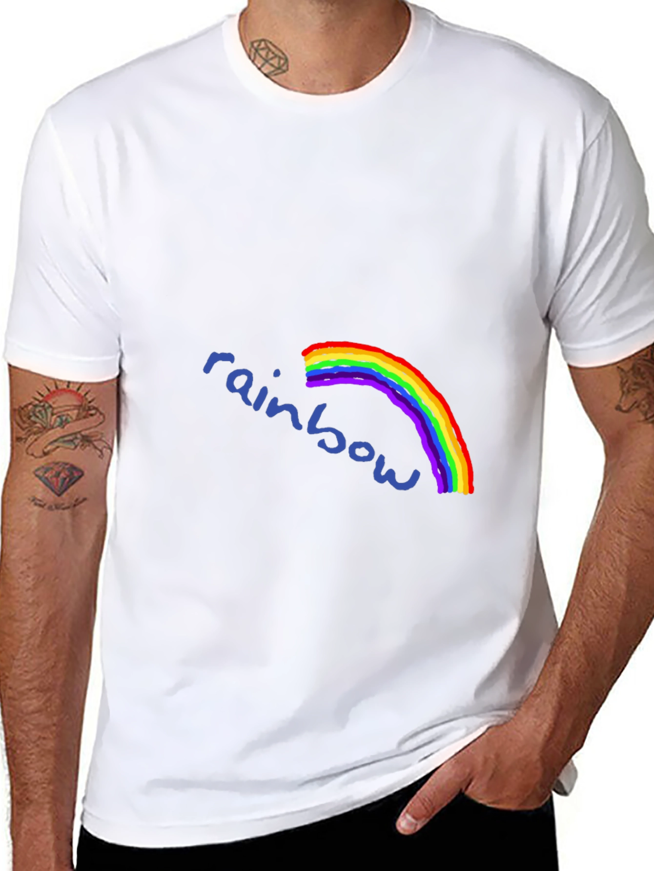 Rainbow Graphic Print Black T-Shirt