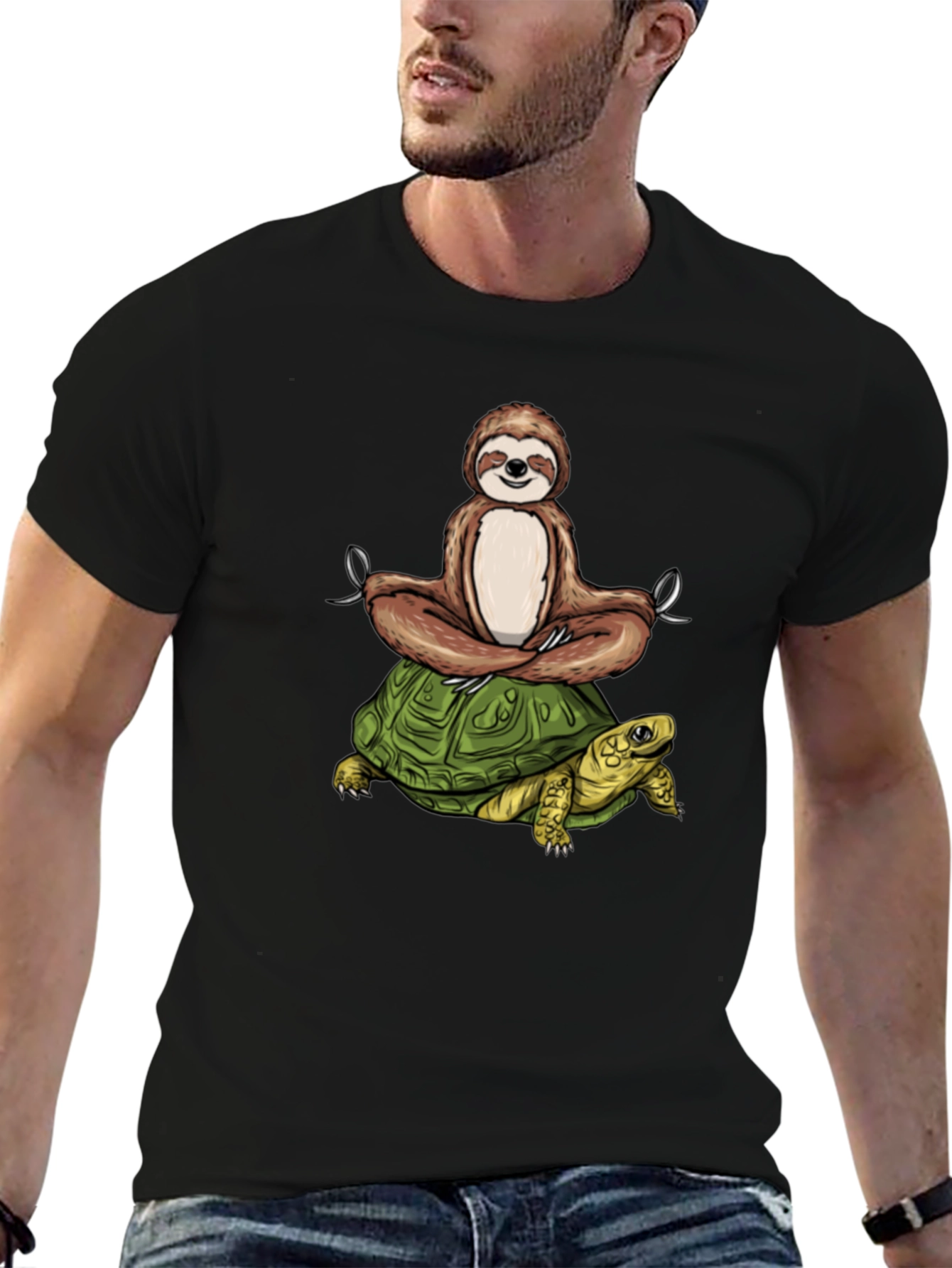 Sloth Meditating on Turtle T-Shirt