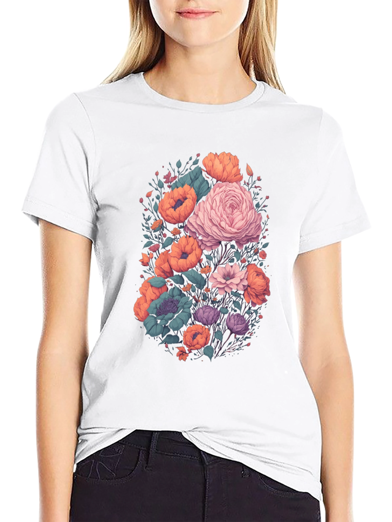 Floral Graphic Black T-Shirt