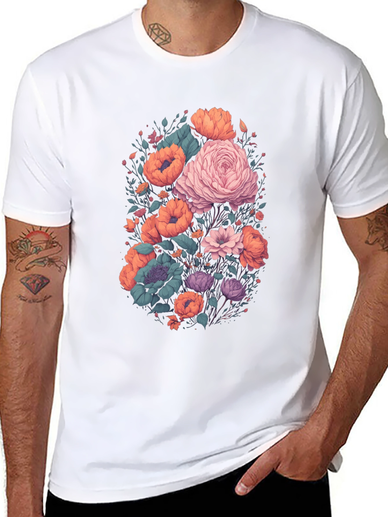Floral Graphic Black T-Shirt