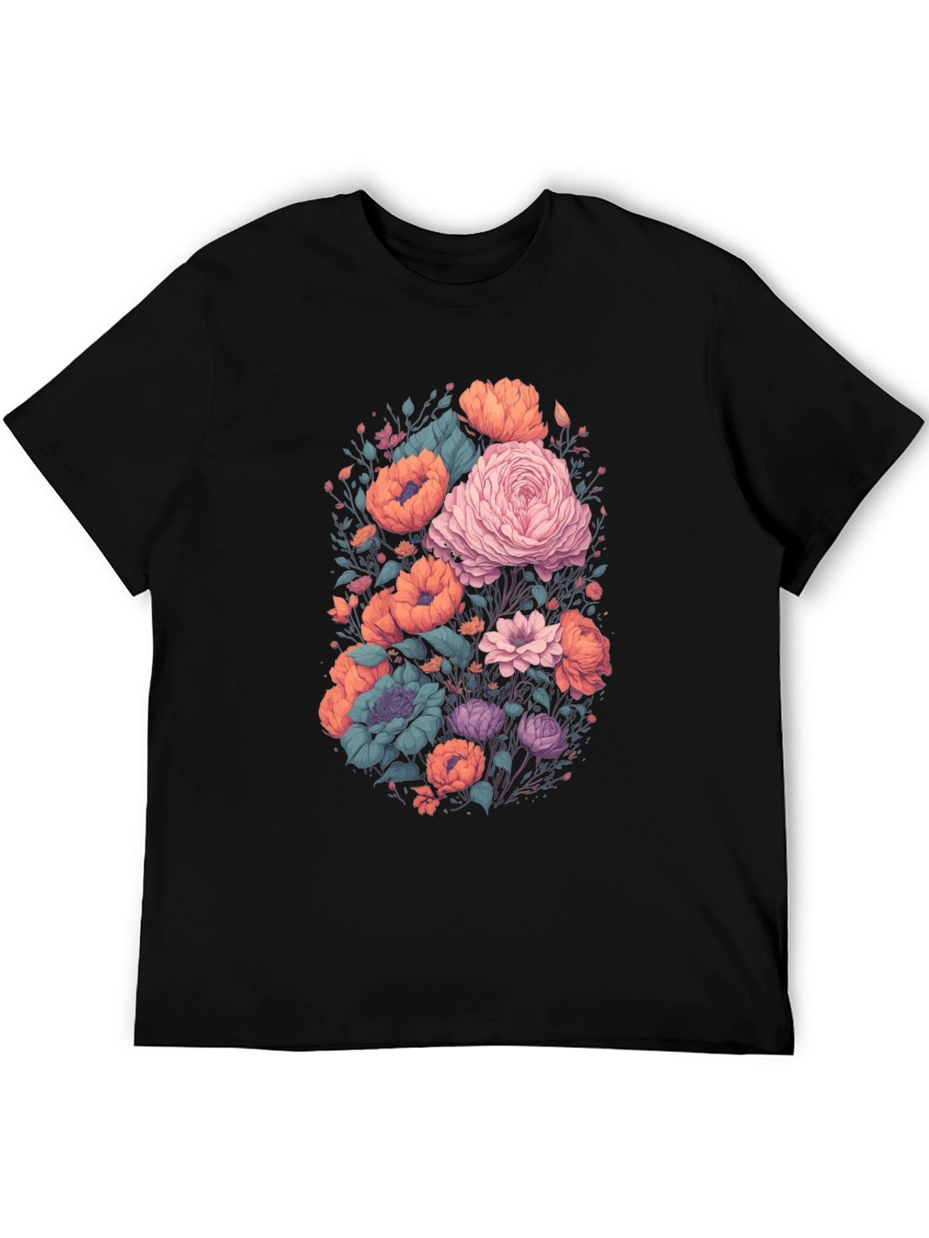 Floral Graphic Black T-Shirt